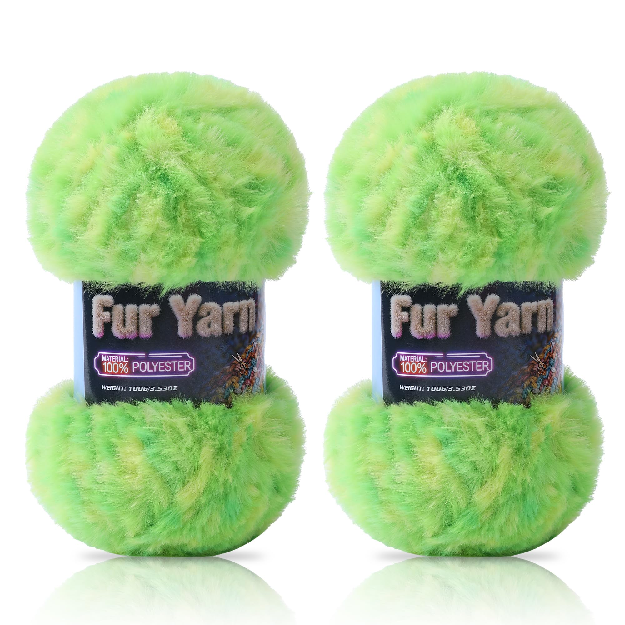 Faux Fur Yarn Soft Fluffy for Crocheting - 2 Skeins(Each 3.5oz/100g, 71yd/65m) - Chunky & Fluffy Yarn for Crochet Amigurumi, Blankets, Hand Knitting, Scarves &Crafts (2, Beige) — view 23
