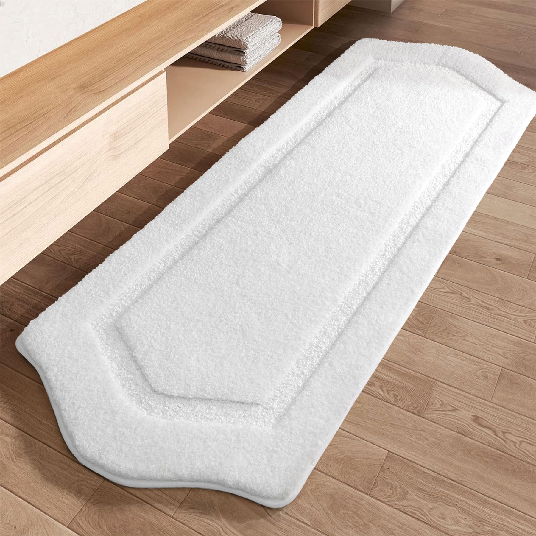 TANVILL Bathroom Rugs Runner 24x60, Long Bath Rug Non-Slip, Extra Soft Absorbent Shaggy Large Bath Mats for Bathroom, White