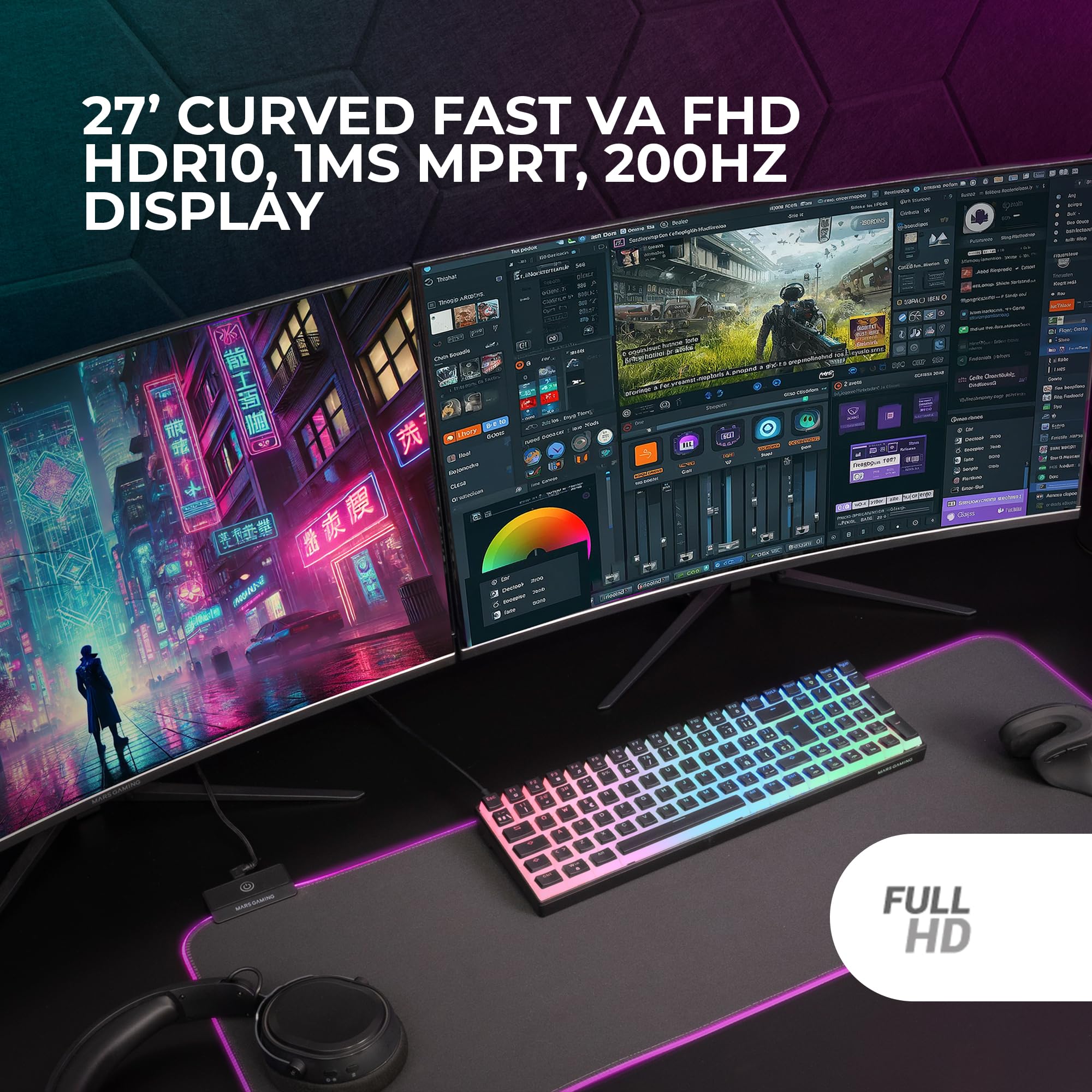 Mars Gaming MV-27C Curvo 27 Pollici 200Hz FHD - Dettaglio