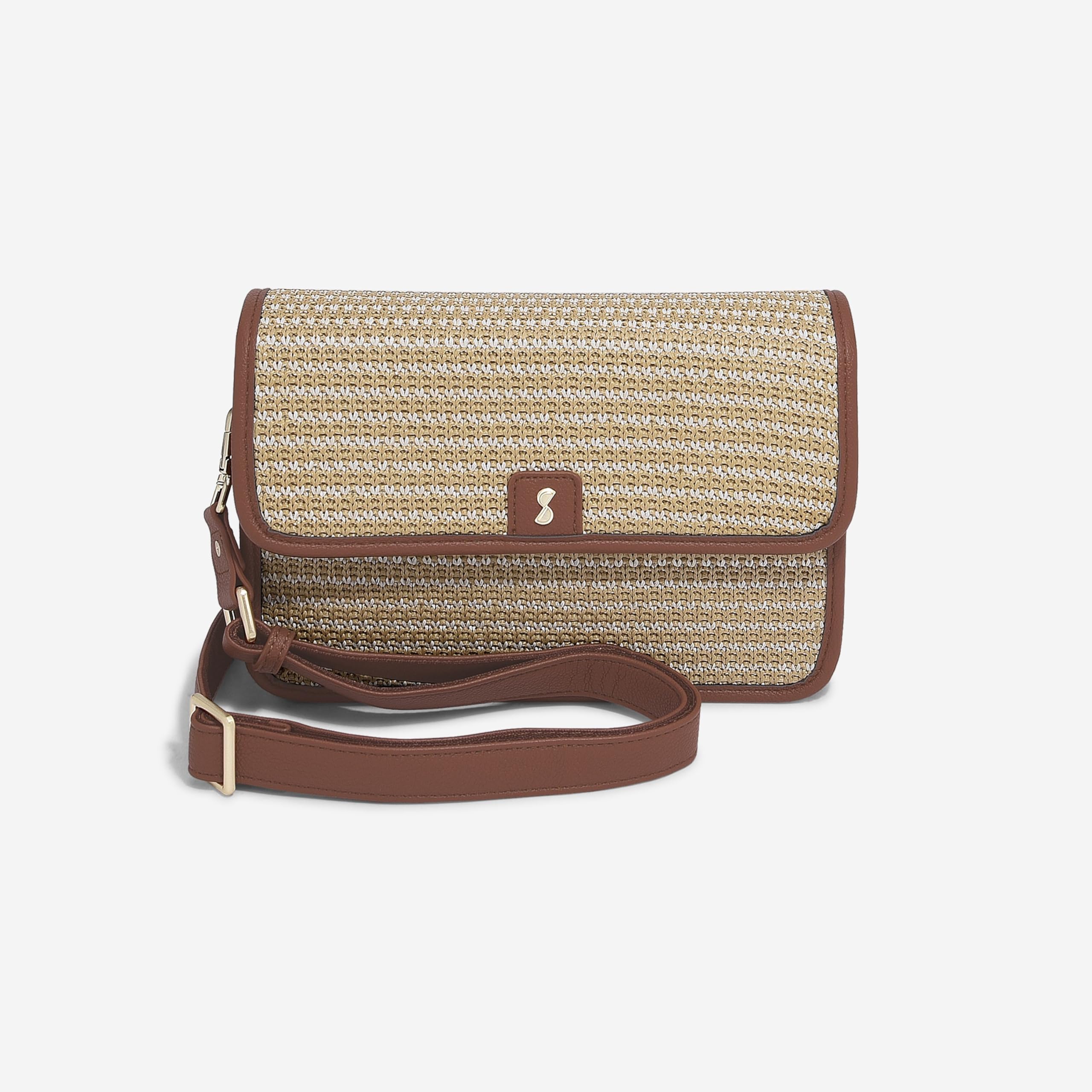 Stackers Tan Raffia Crossbody Bag