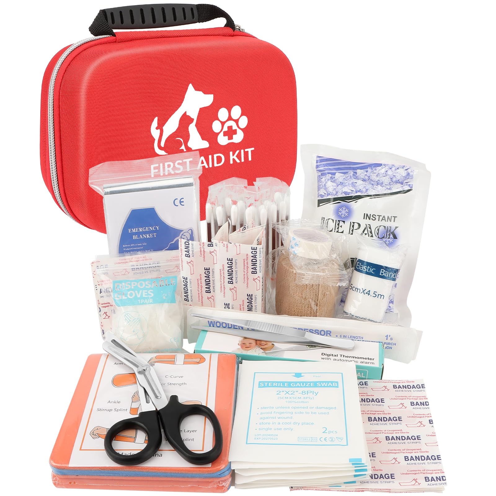 84 pezzi Kit Pronto Soccorso per Cani e Gatti,Kit Pronto Soccorso Cane per Animali Domestici,Compatto e Portatile,Ideale per la Cura Domestica e le Emergenze all'aperto