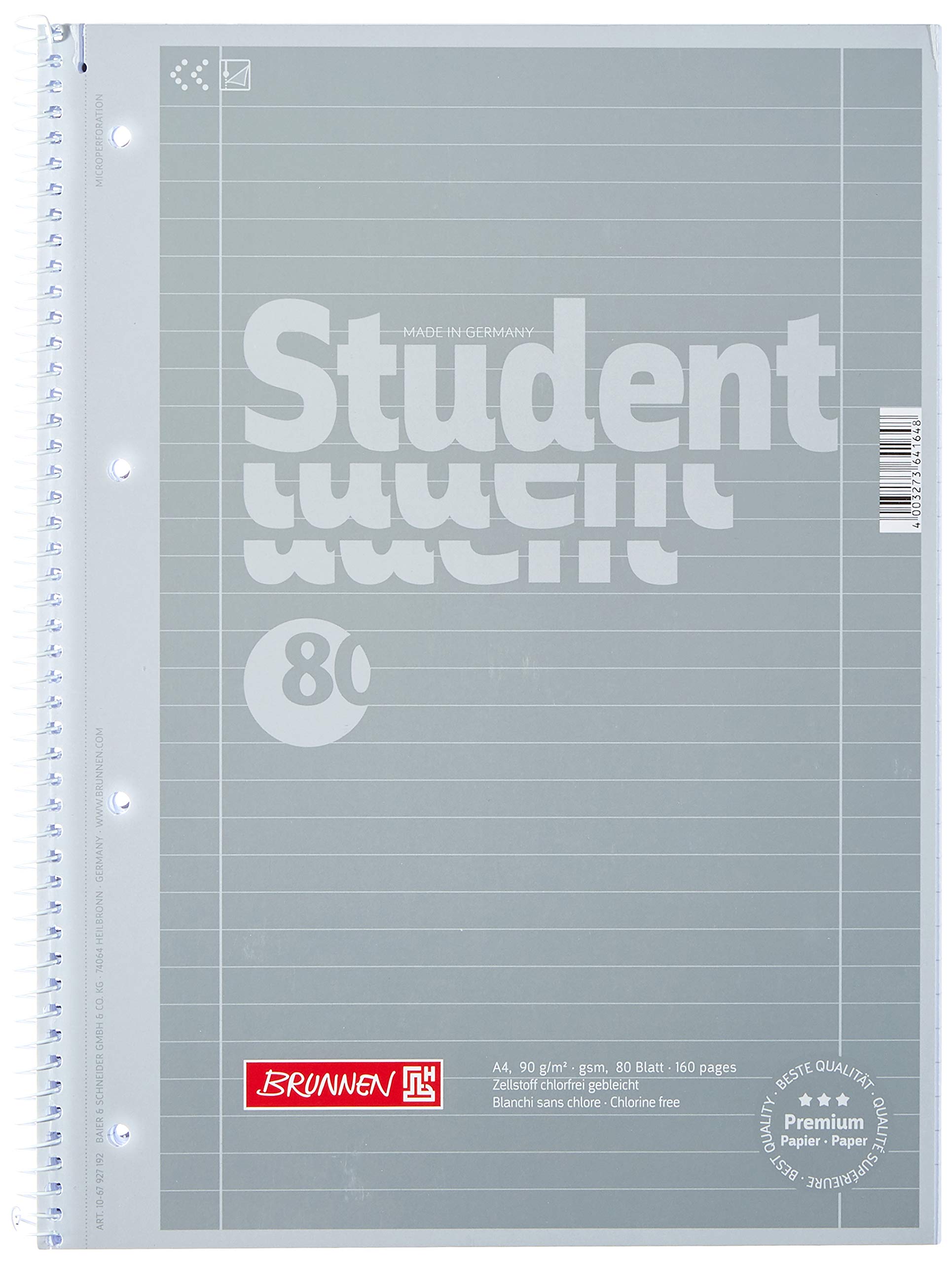 BRUNNEN5X College Notepad A4 Silver LIN. 27