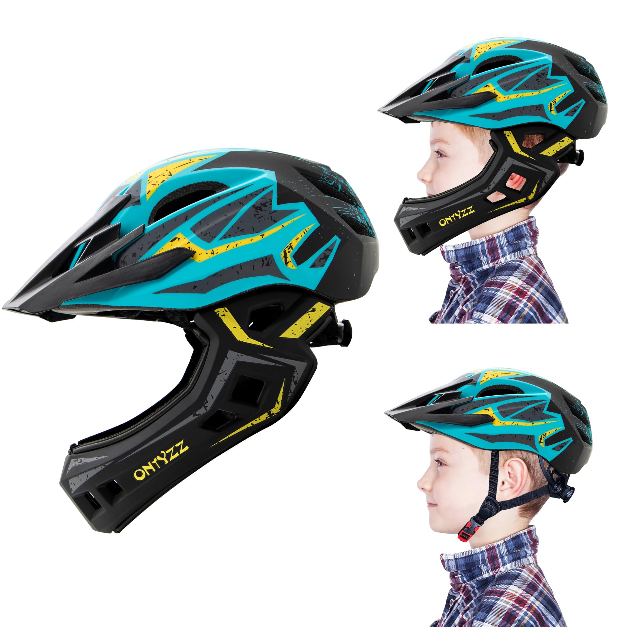 Dziecięcy kask rowerowy, lekki, integralny kask dziecięcy ze zdejmowaną ochroną podbródka, zdejmowany wizjer, kask do downhillu, do jazdy na deskorolce