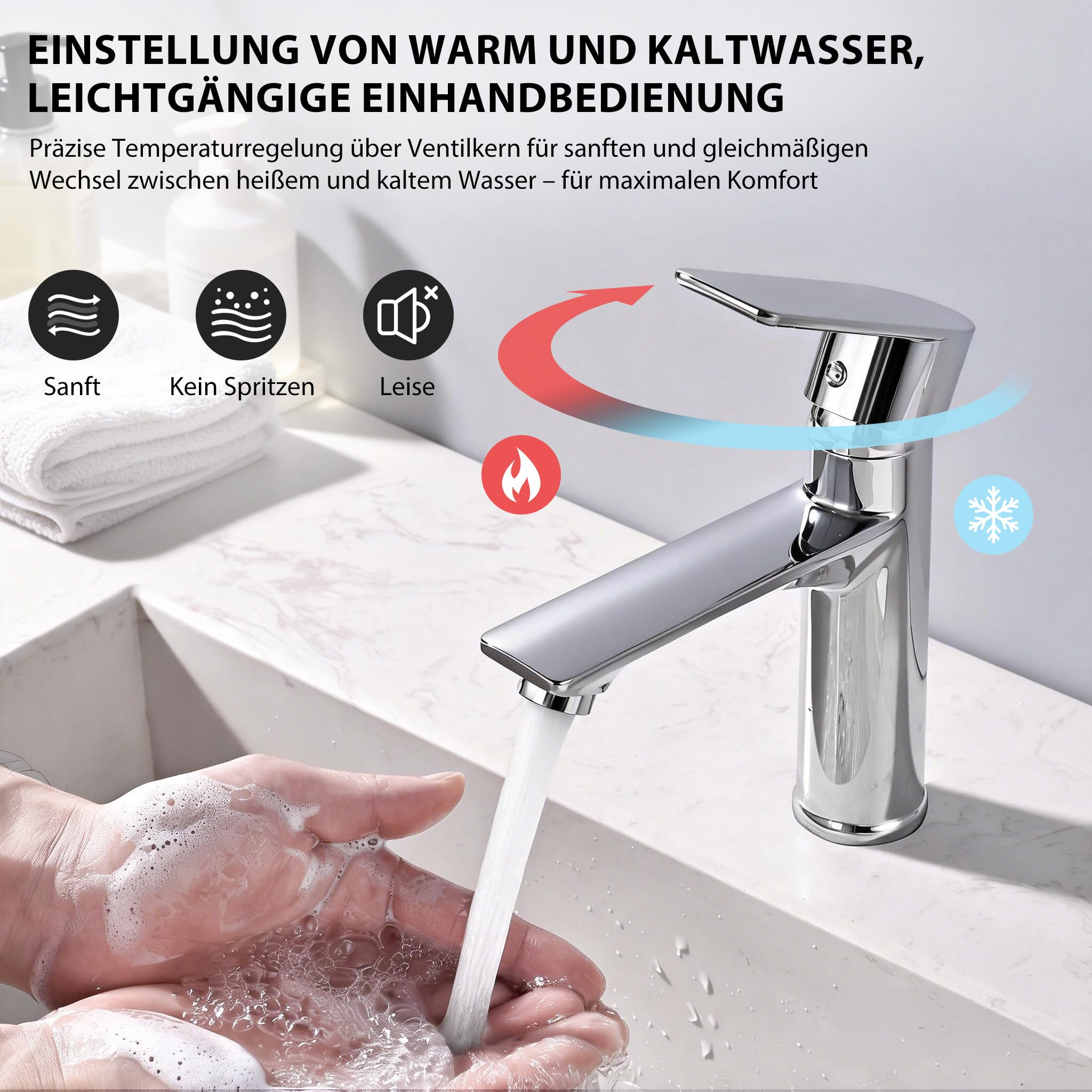 HOMELODY Mitigeur Lavabo Robinet Salle de Bain Mitigeur Vasque Robinet Lave Main Robinetterie Acier inoxydable