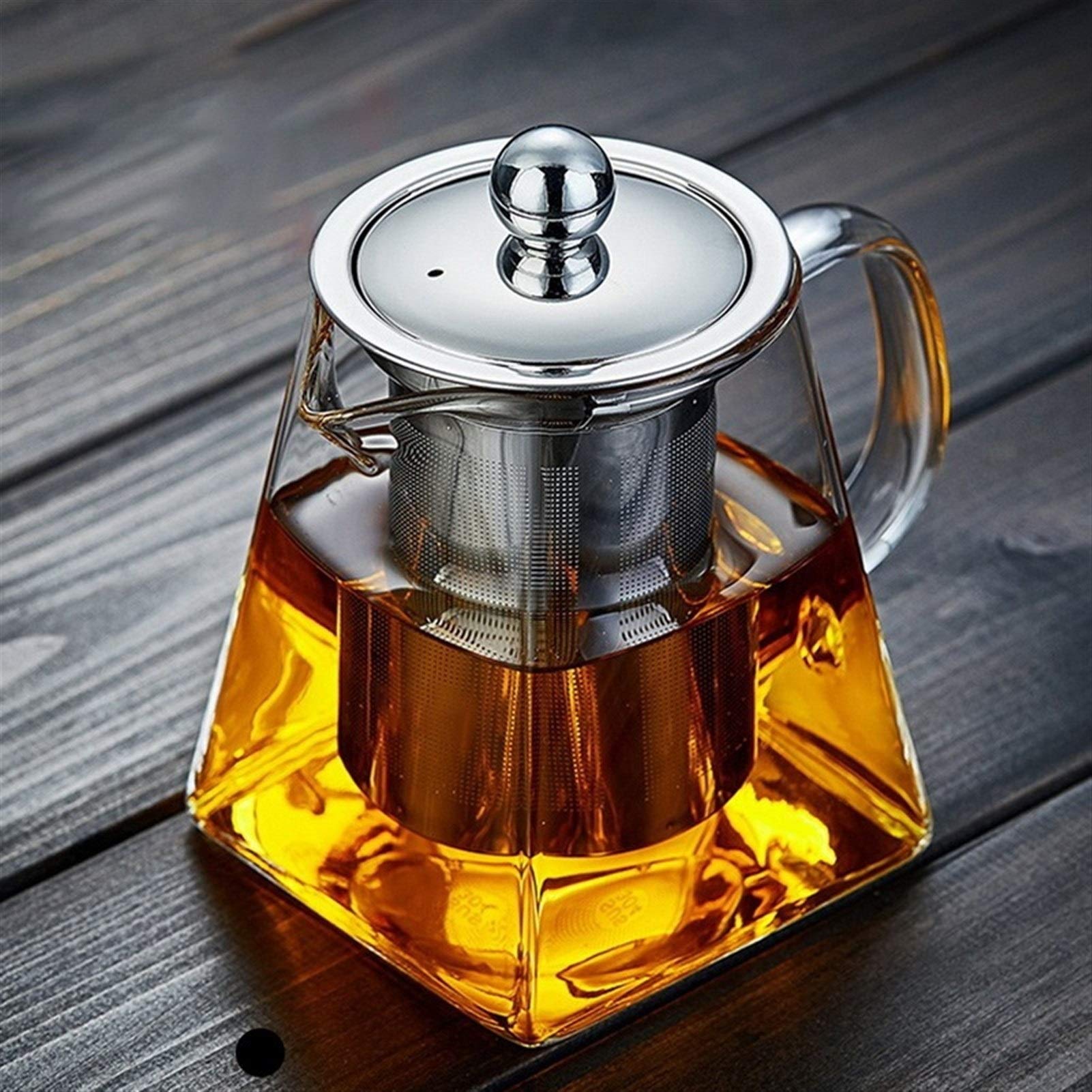 Teteras y hervidores 350/550 / 750 / 950ml Vidrio borosilicato de la Tetera a Prueba de Calor del Filtro de Cristal Cuadrado Tetera té Infuser Oolong de la Leche de la Flor Tea Pot Tetera