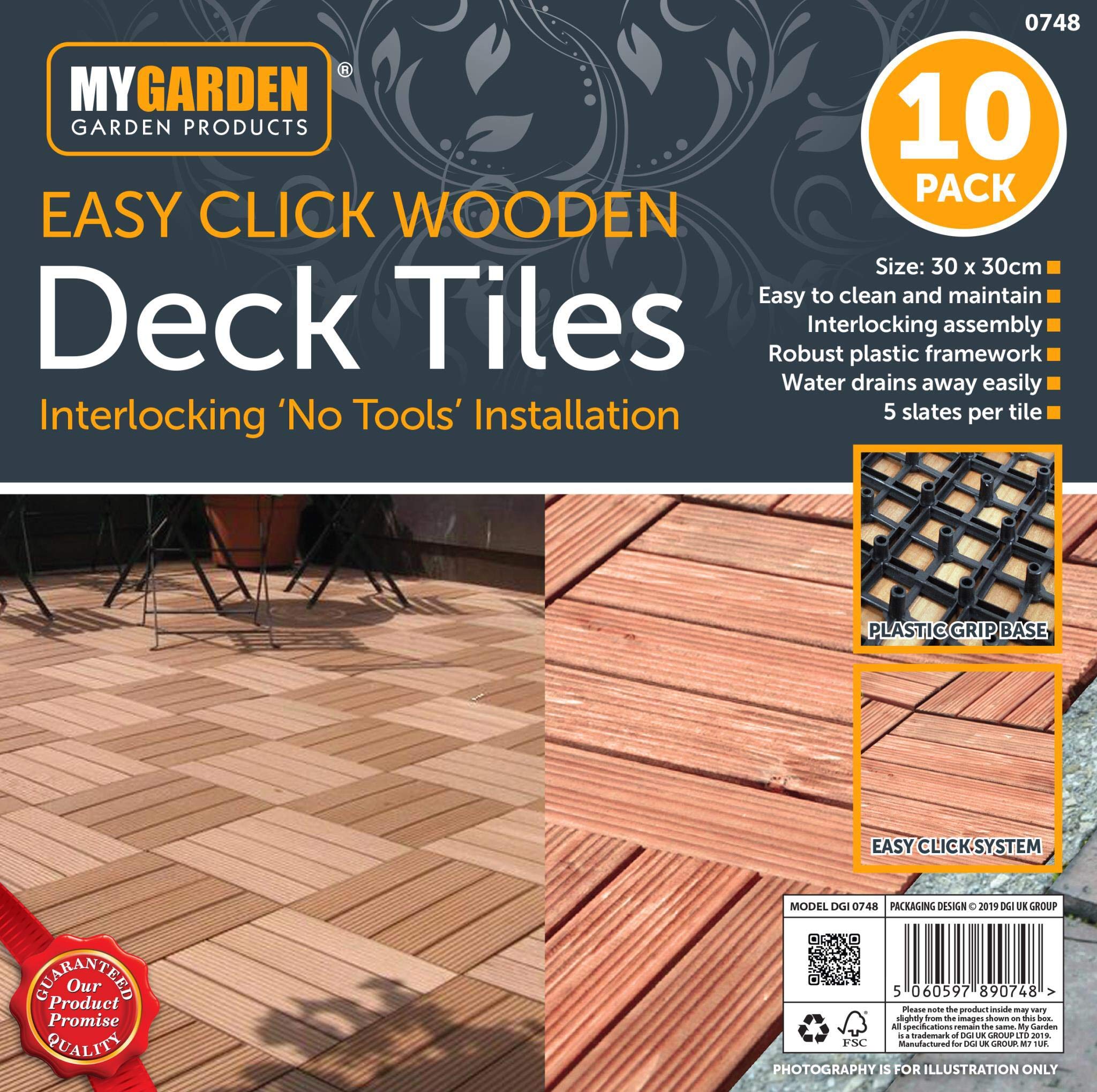 Buy Mygarden Wooden Deck Tiles Interlocking Flooring Tiles Robust