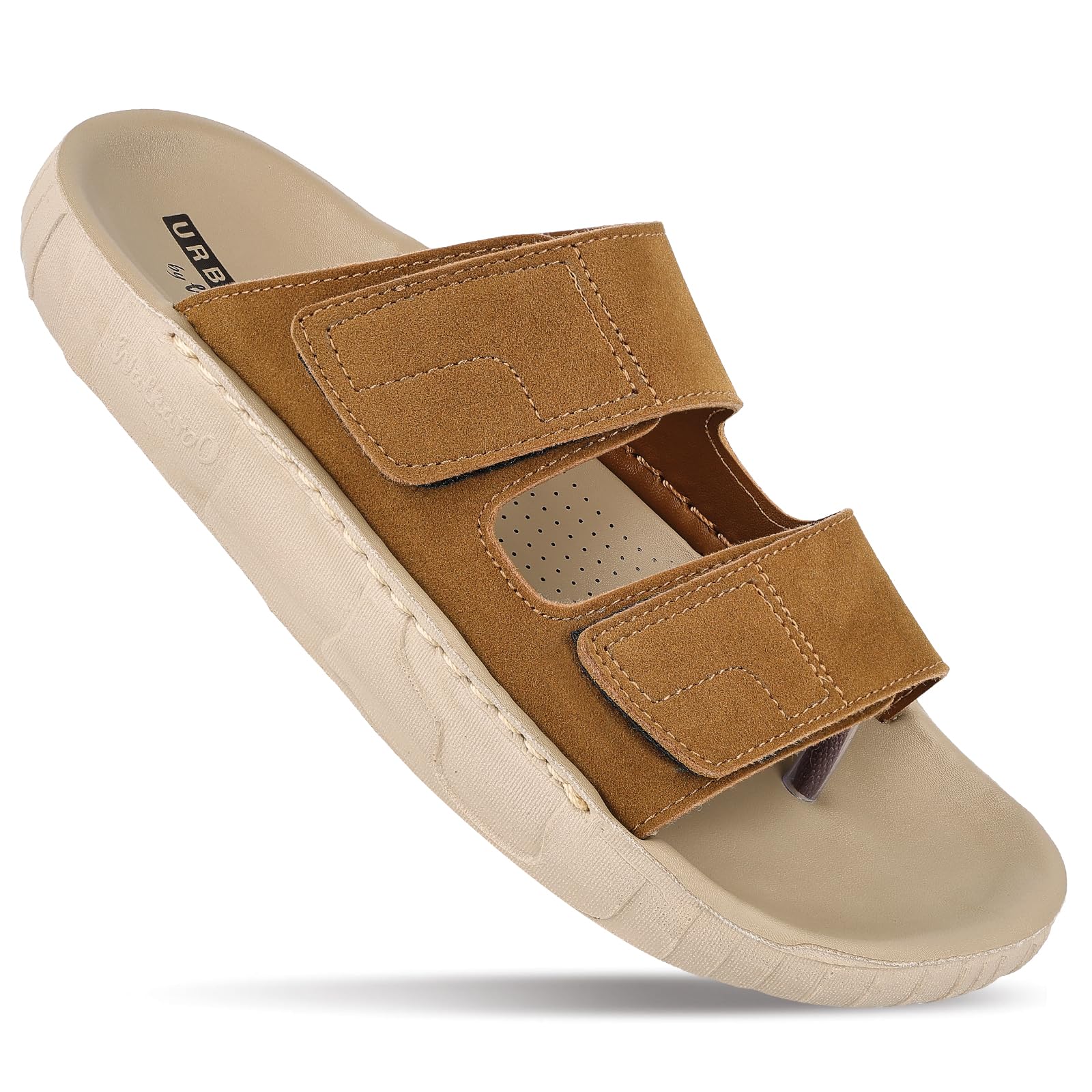 Urbanoz Men’s Comfort Sandal|Dual Adjustable Loop Strap,Cushioned Footbed, Lightweight Flexible PU Sole,Textured Upper,Open Toe|Travel, Indoor & Outdoor,Casual,Daily Wear Sandal - WGP53410-image-6