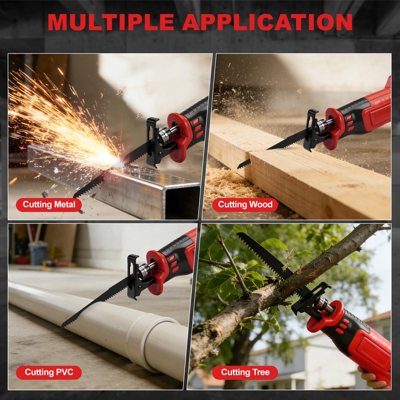 Roadtime Scie Sabre Sans Fil pour Milwaukee 18V batteries (sans batterie), Scie alternative moteur sans balais 3200 SPM,Changement de Lame sans Outil,Avec 8 Lames pour Coupe de Bois, Branches, Métal