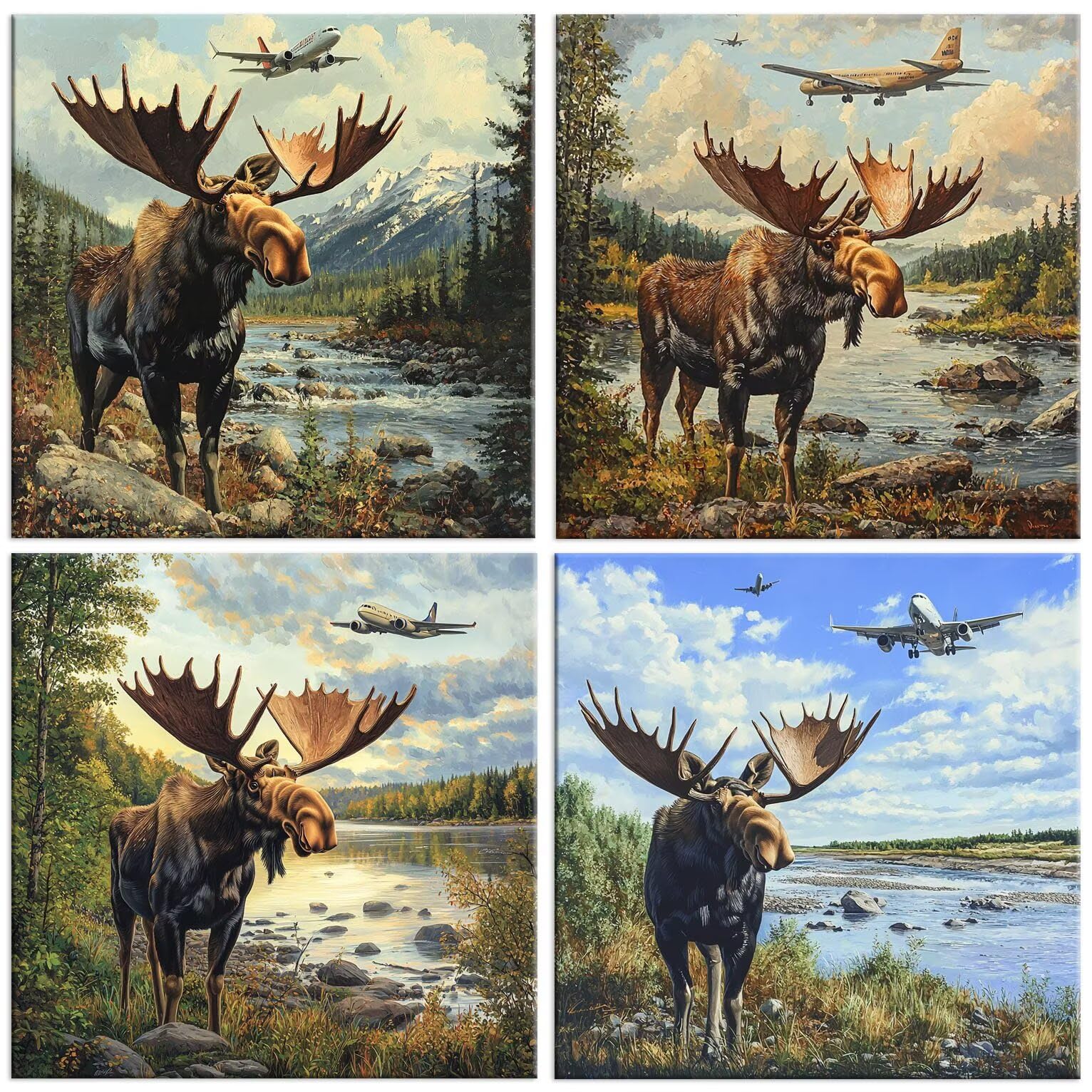 5D Diamond Painting Antilope Landschaft, Diamant Malerei 50x50cm w-515 | 4 Pack Diamond Painings Erwachsene, 5D DIY Diamant Malerei Mosaikherstellung für Relaxation and as a Wall Deko Geschenk