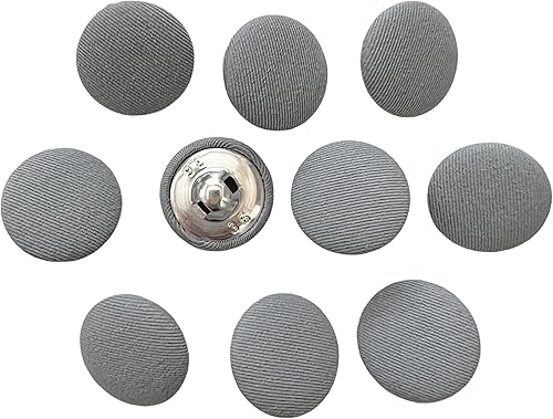 Vista 62 de PEPPERLONELY 10 piezas de tela de 0.394 in cubierta con botones redondos de vástago de metal, azul marino