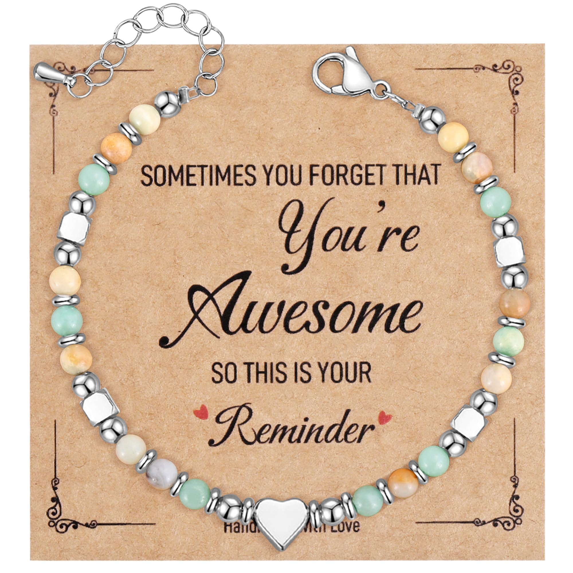 VIBILIA Pulseras de cuentas para mujer, pulseras inspiradoras de cruz para mujer, pulsera de piedras preciosas naturales de Jesús,