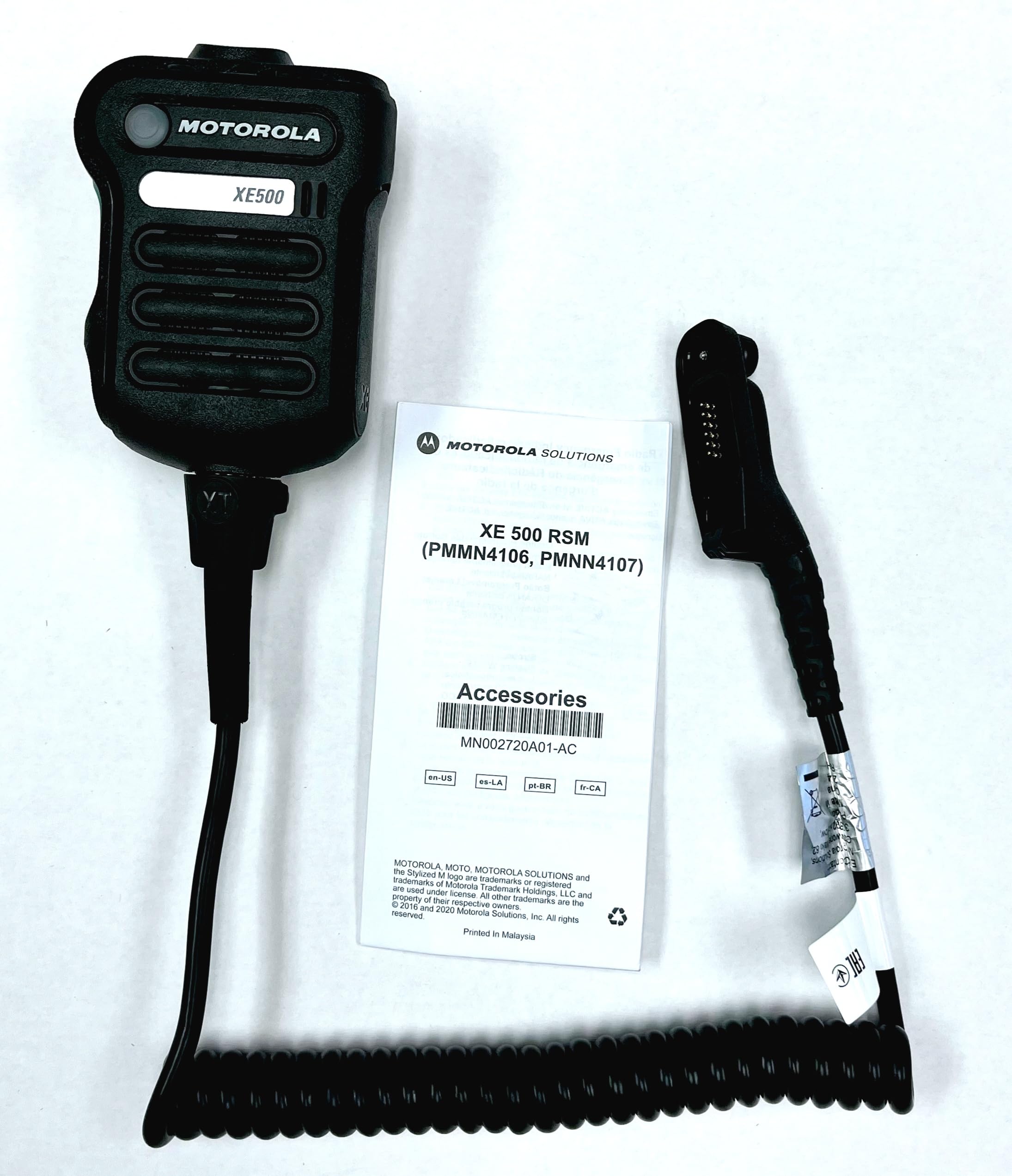 Motorola Solutions PMMN4107, PMMN4107BBLK XE500, Radio Remote Speaker Mic (NO Channel knob). Five Integrated Mics, Adaptive Audio, IP68 Submersible