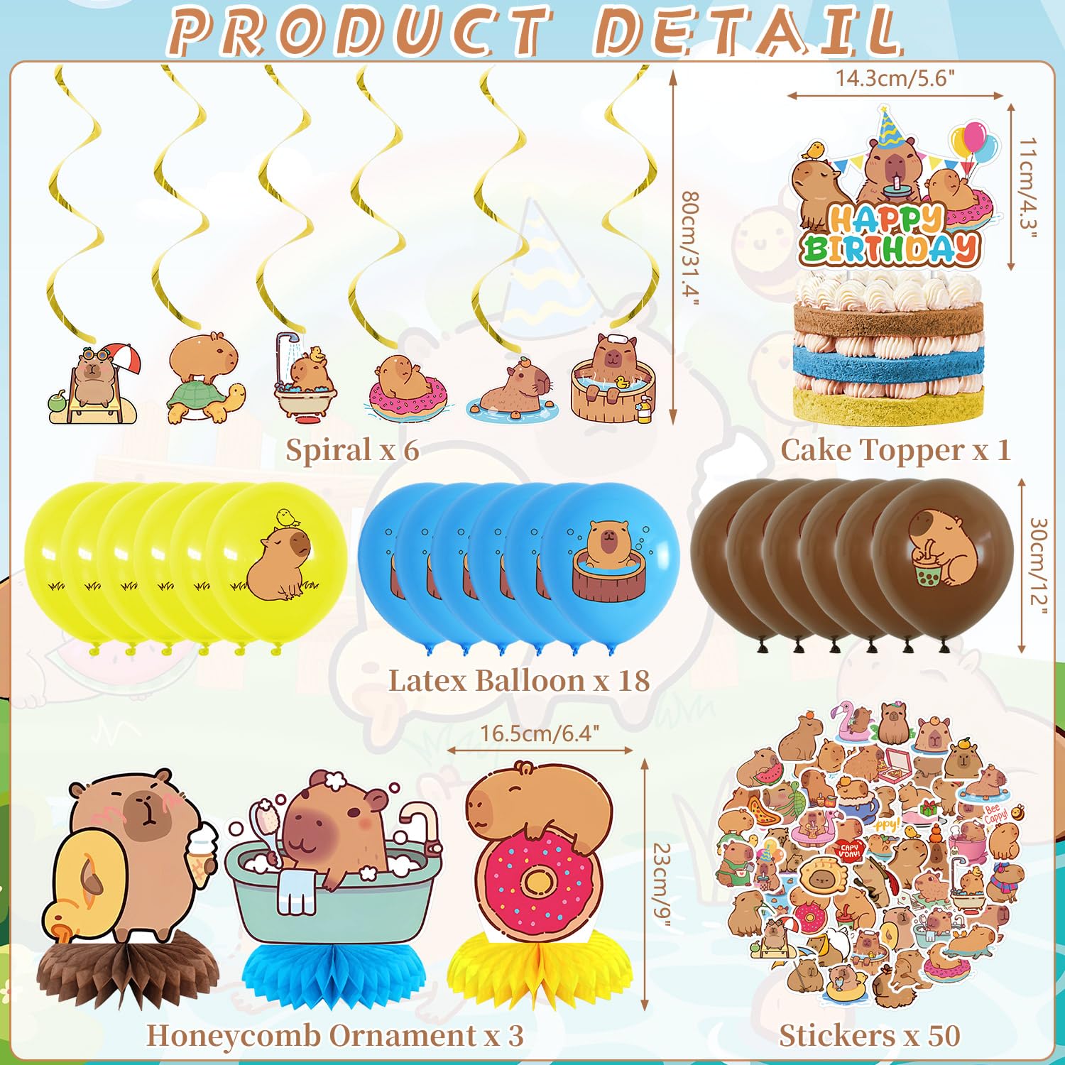 Kawaii Fille Obussgar Capybara Party Favour Supplies Y Compris Les Sacs Cadeaux Sac Capybara