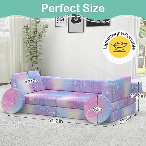 Miniatura 23 de BIERUM Sofá para niños, 6 piezas, sofá infantil para dormitorio, sala de juegos, sofá multifuncional para desarrollar la inteligencia, la 6 piezas