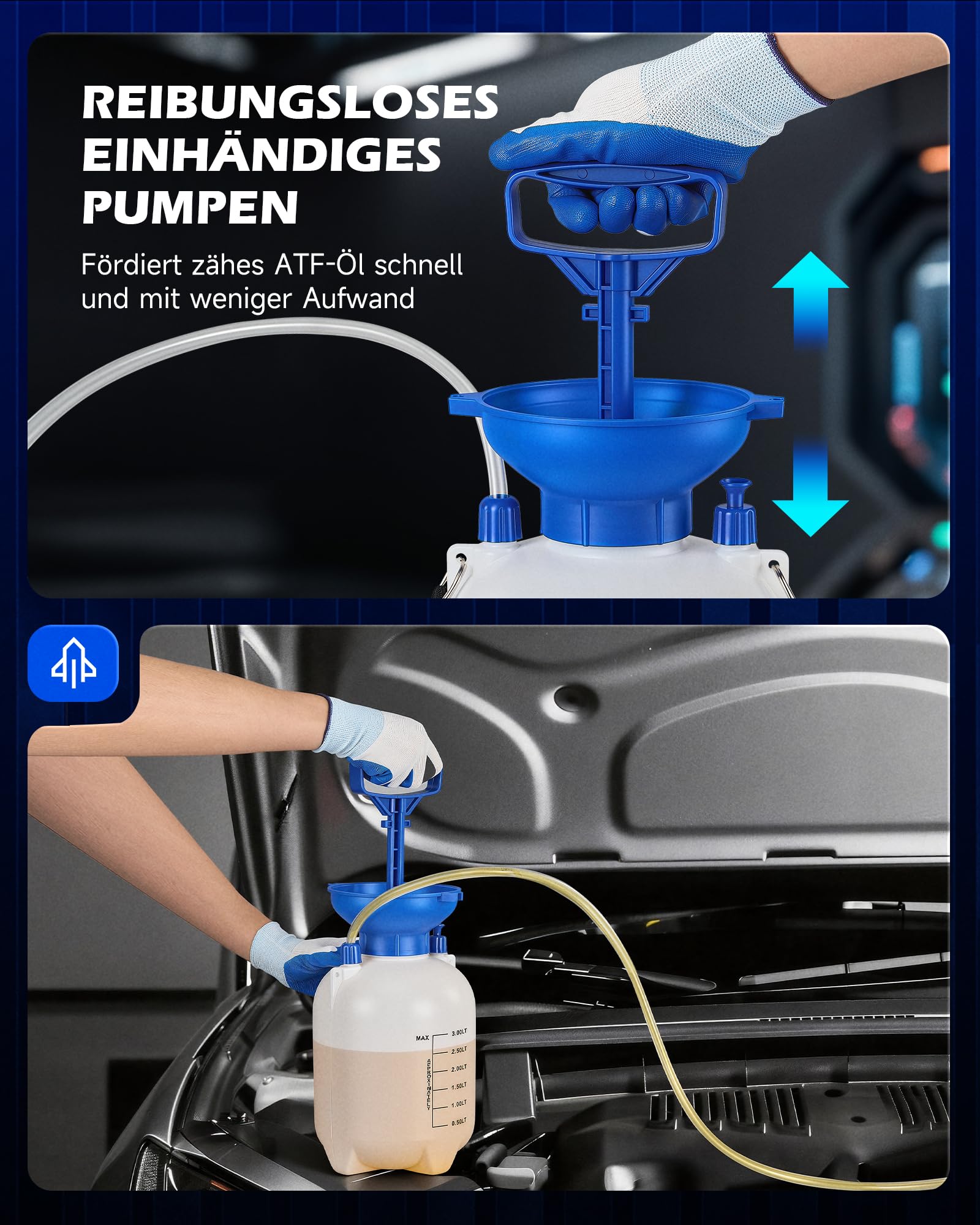 Orion Motor Tech Getriebeölpumpe 3L, Manuelle Transferpumpe mit 12 ATF-Adaptern, Getriebeöl-Einfüllgerät für PKW LKW und SUV