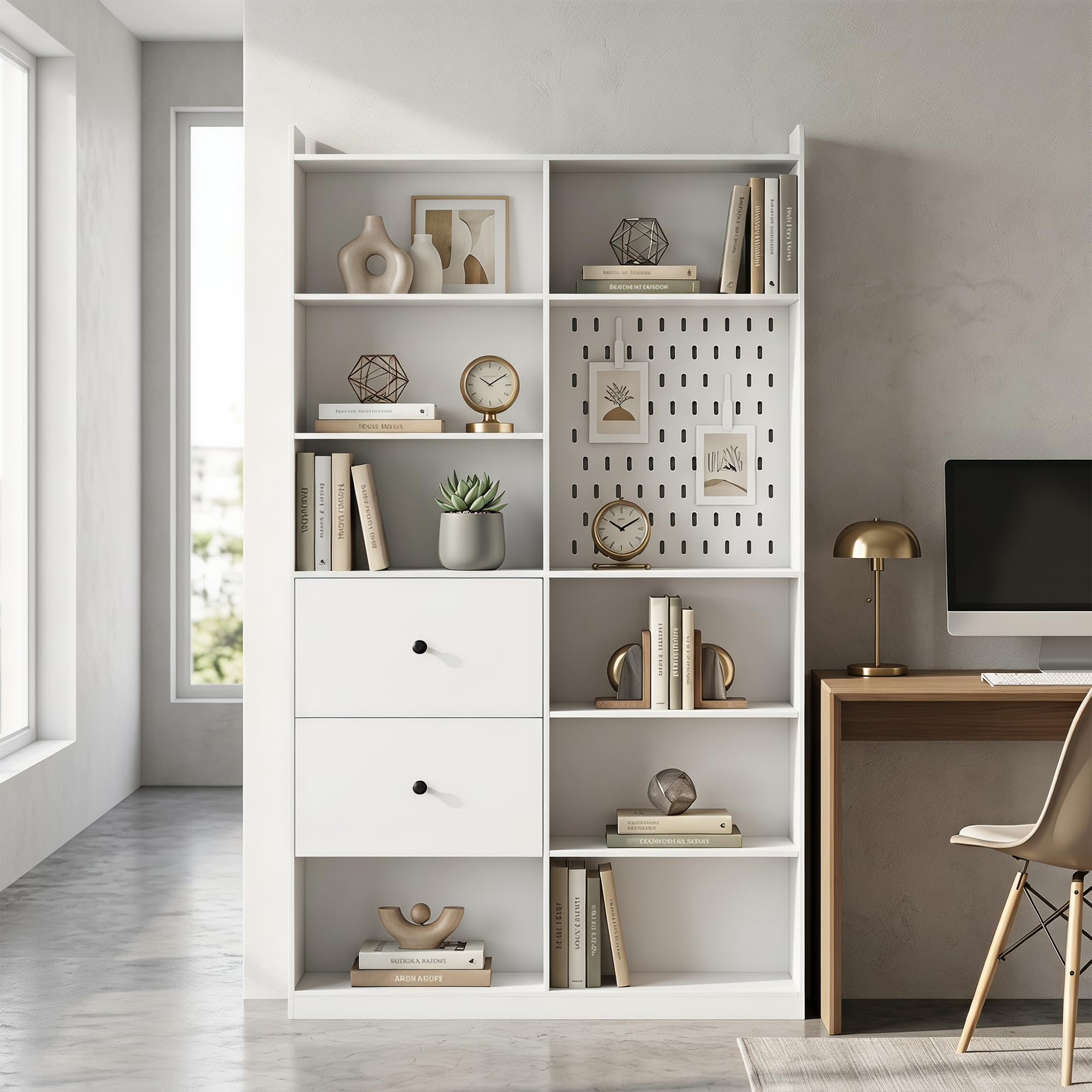 HOMCOM Libreria Verticale Alta con 8 Cubi in Legno 120x30x200 cm Bianco