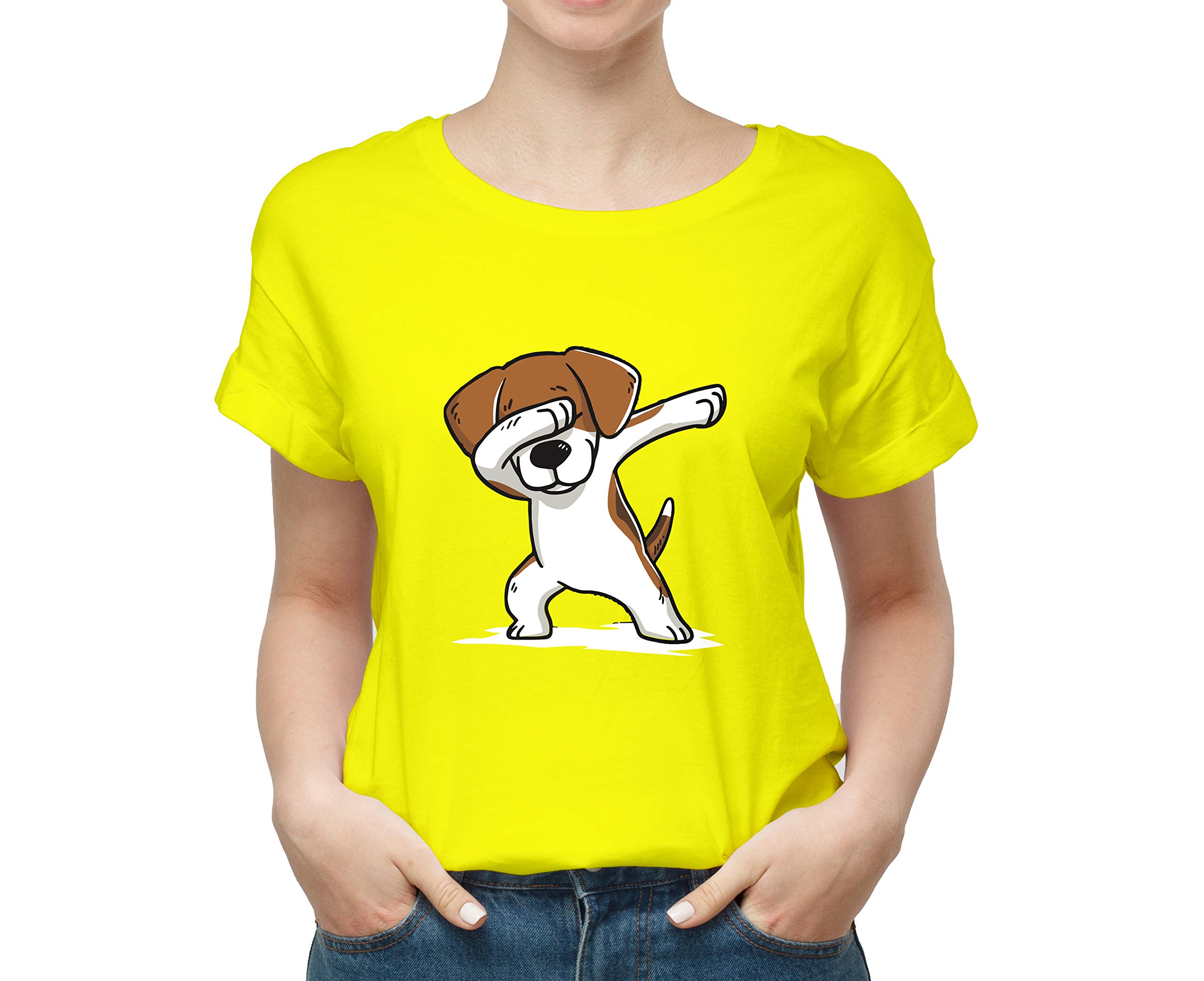 Tee PrintTee Print Dabbing Dog Beagle 100% Cotton Round Neck Printed T Shirt for Girls Boys,Dog lovert Shirt, Dog Pattern t Shirt, Pet Lover t Shirt.