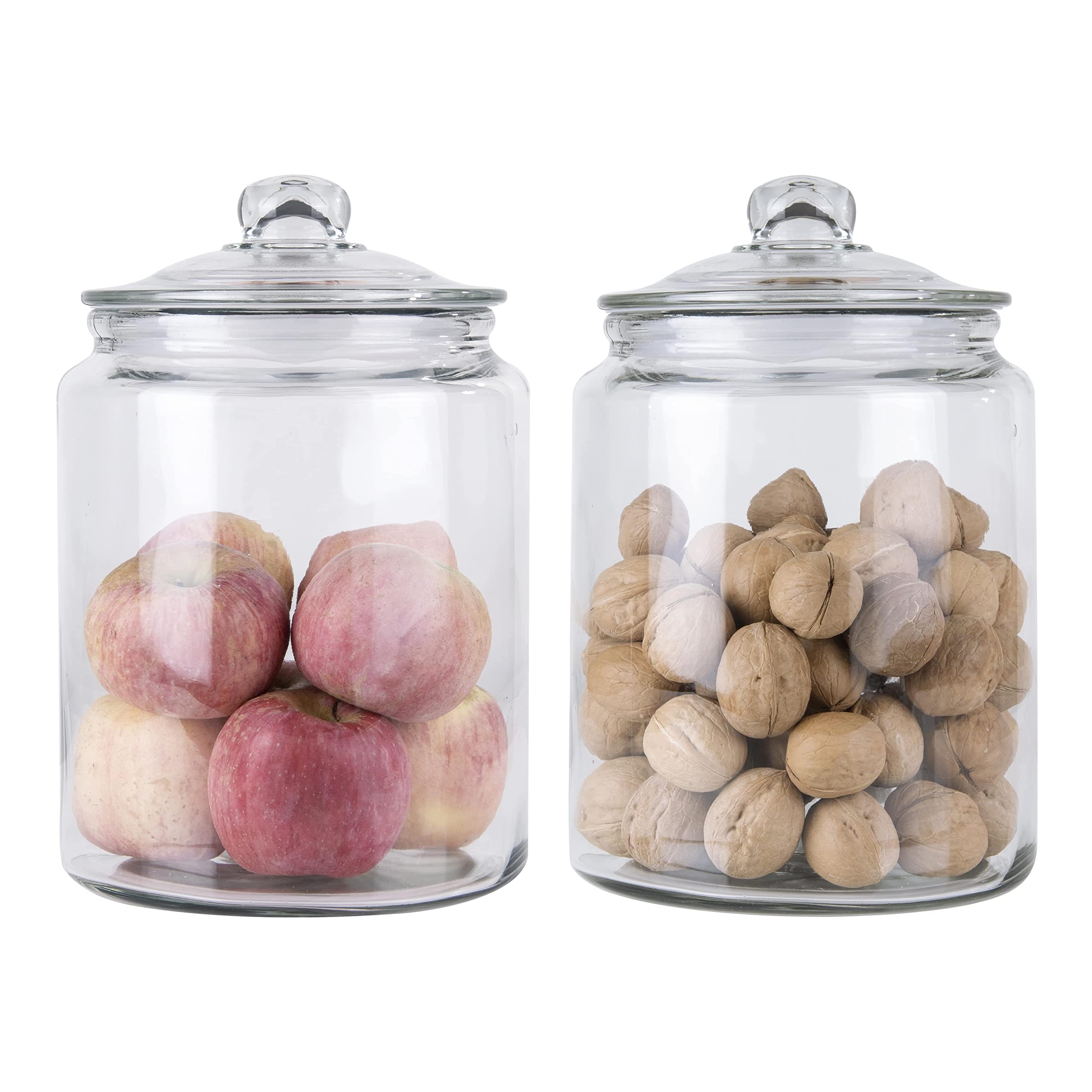 Ornami Transparent Biscuit Glass Storage Kitchen Jar With Airtight Lid (5.8L, Set Of 2)