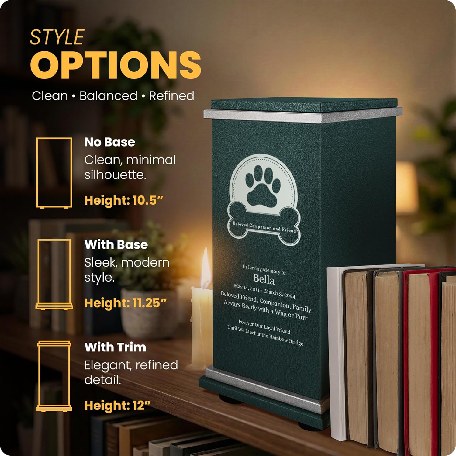 Amaranthine Urn Decorative Cremation Urns for Pets Ashes - Customizable Text, Color & Base, Metal Funeral Urns for Pet Ashes, Beloved Burial Memorial Keepsake, Made in USA - Dog Badge Urn Without Base
