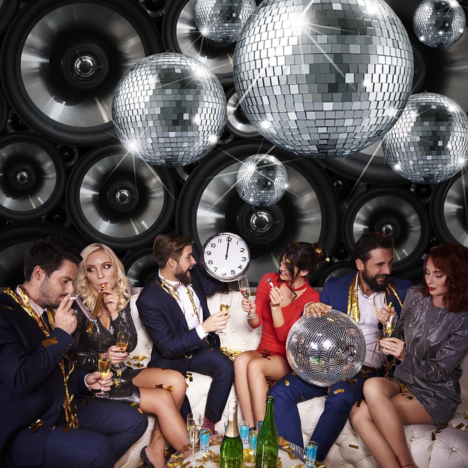 3x2m Foto Hintergrund Disco Silber Disco Ball Bühne Nacht Club Musik Tanz Party Neon Geburtstag Fotografie Hintergrund 70er 80er 90er Familie Erwachsene Disco Thema Party Dekorationen