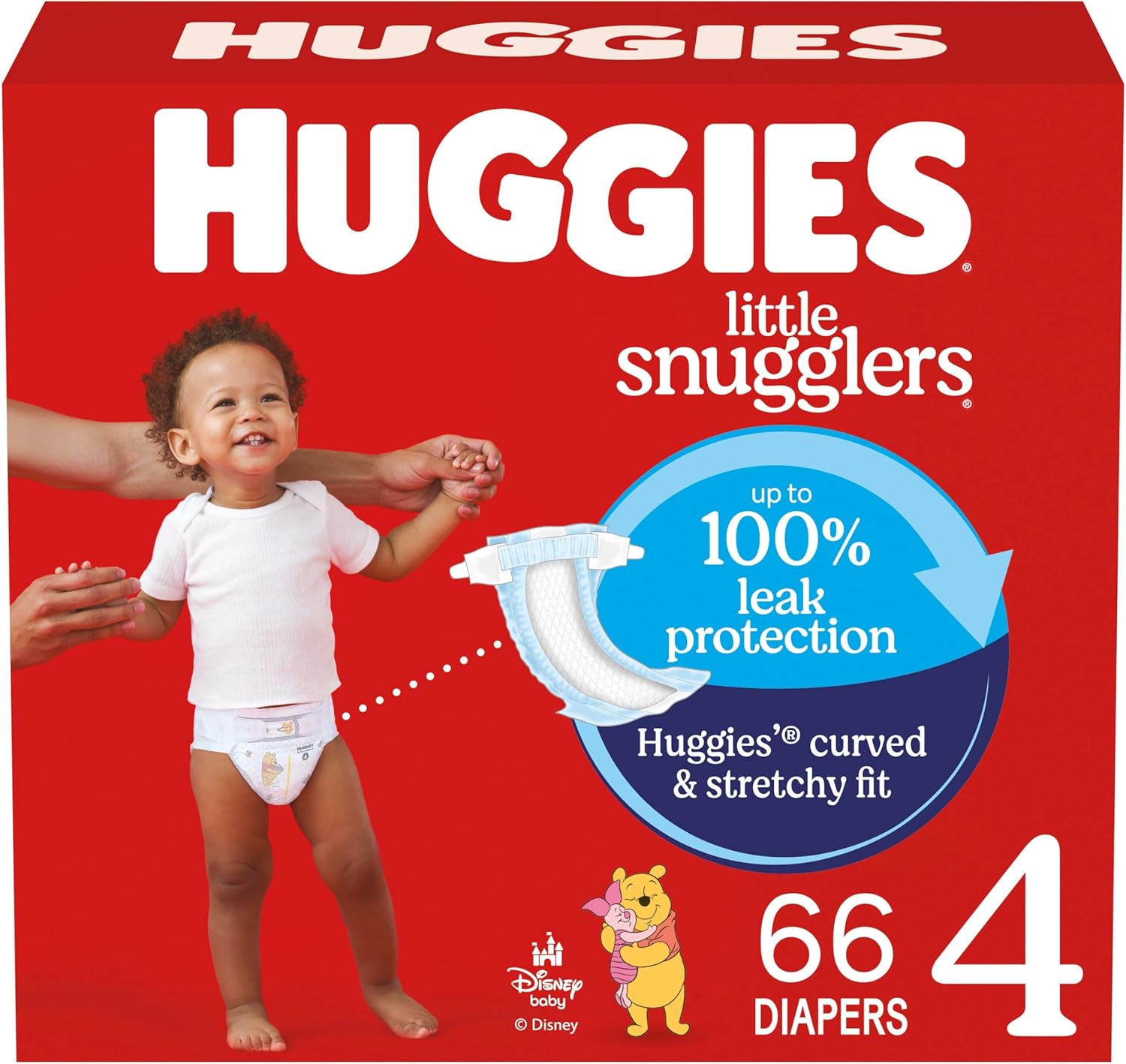 Huggies Size 4 Diapers, Little Snugglers Baby Diapers, Size 4 (22-37 lbs), 66 Count, Packaging May Vary Size 4 66