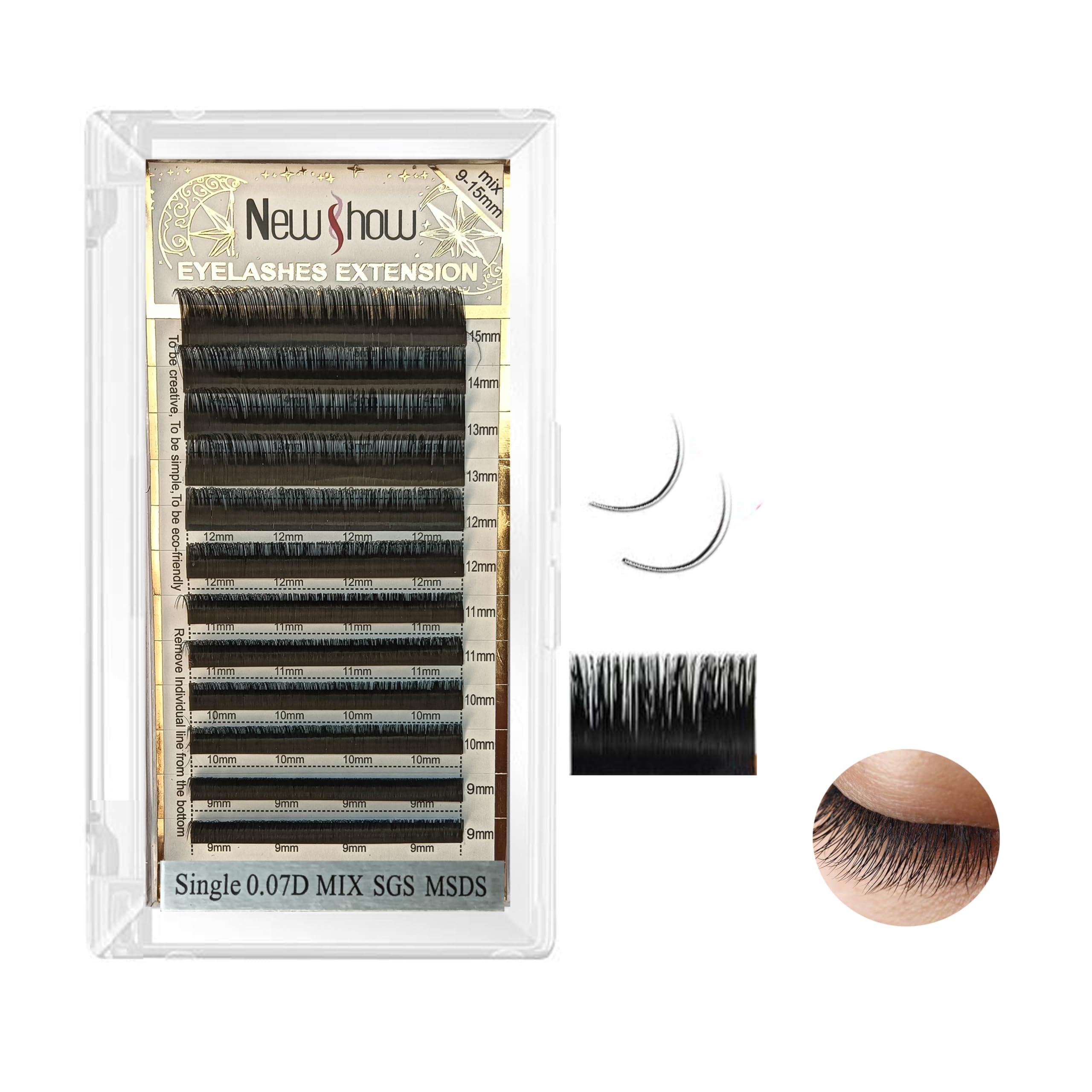 Eyelash Extension Permanent Original Hair 0.07/D Mix Size (9-15mm)