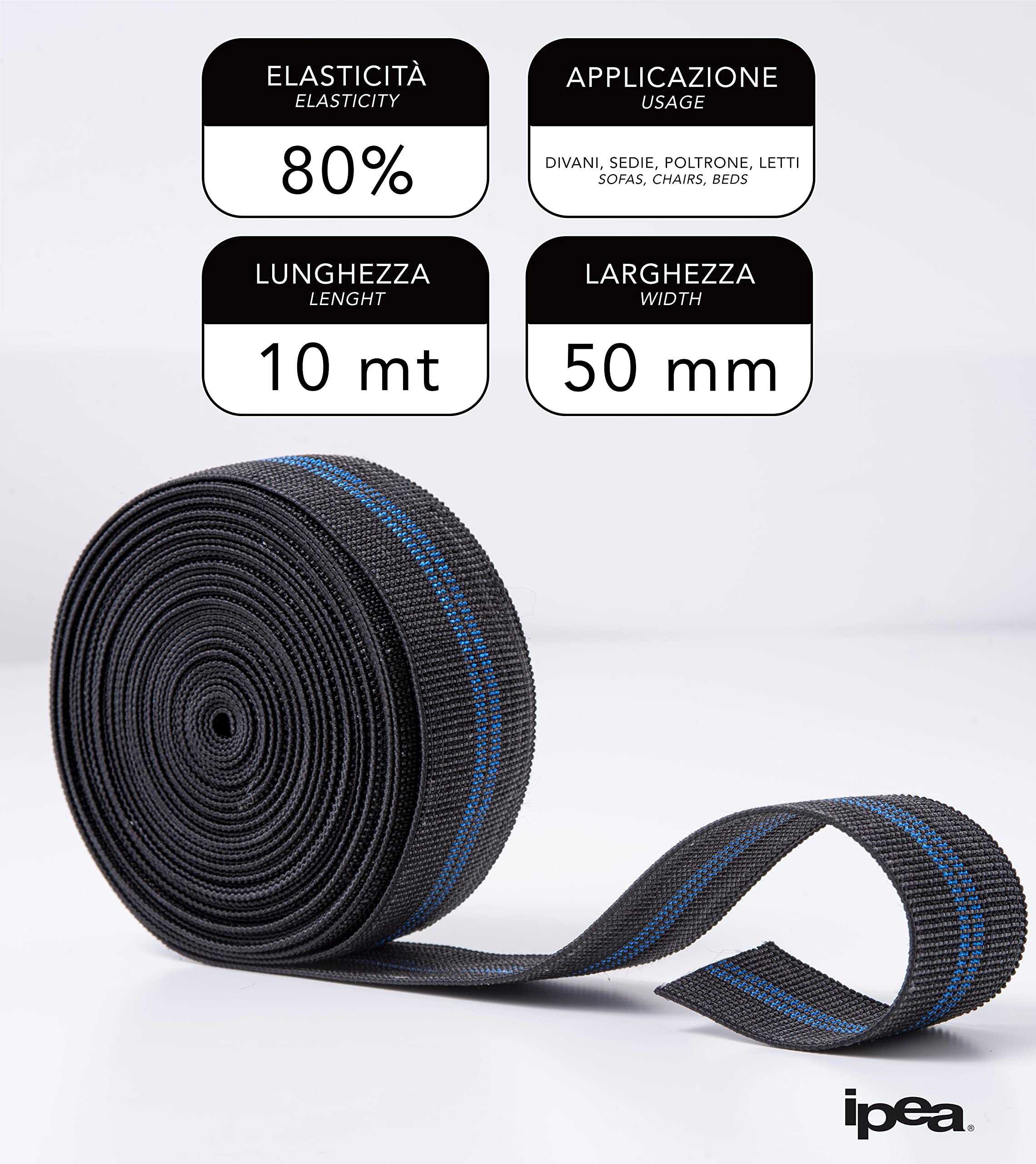 Nastro Per Tappezzeria Elastico In Gomma Pirelli Da 2" (100 Piedi) - Italia - Foto 3