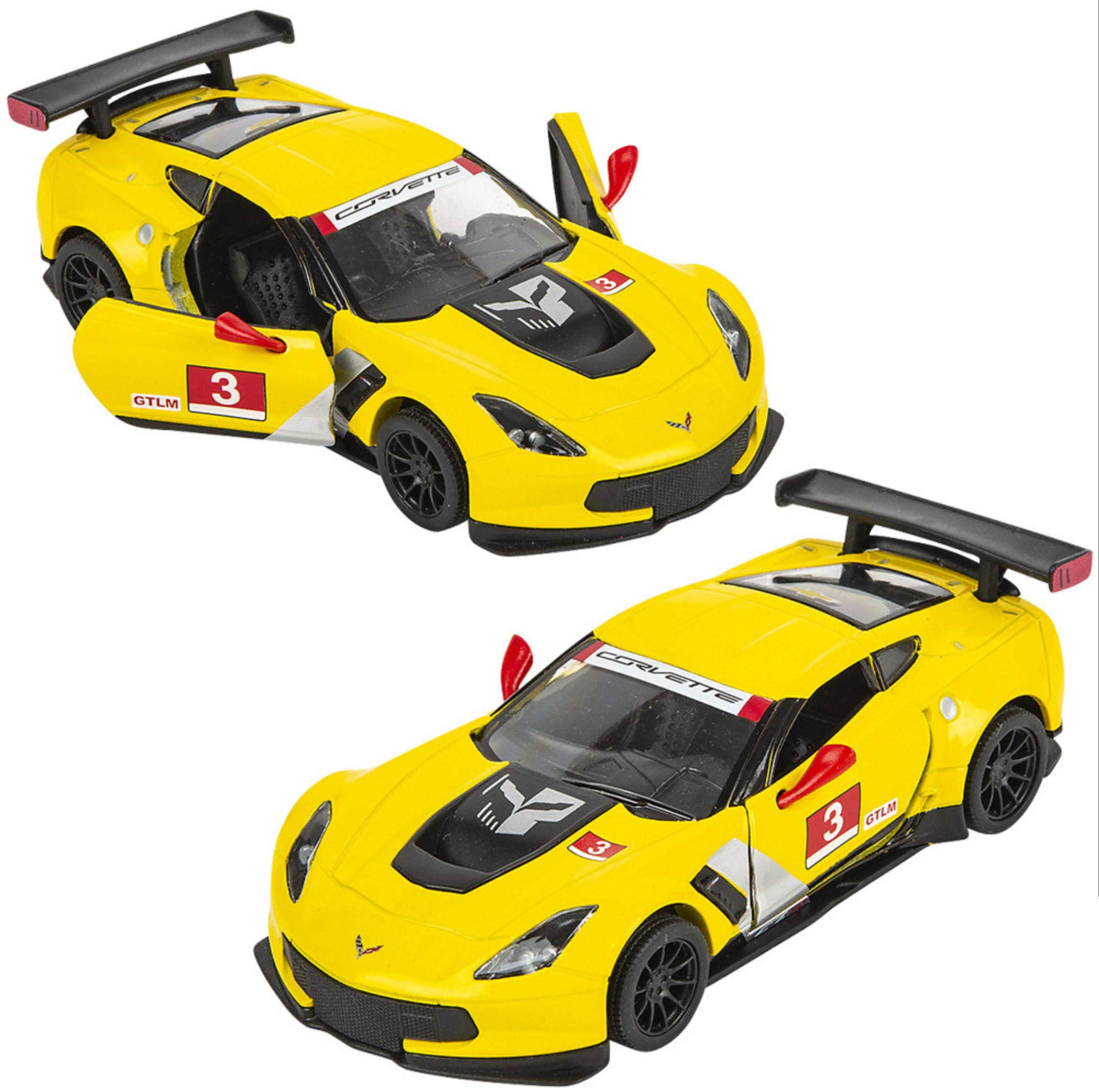 Kinsmart 1:36 Scale Die-Cast Corvette C7.R Race Car with Openable Doors and Pull Back Action 4