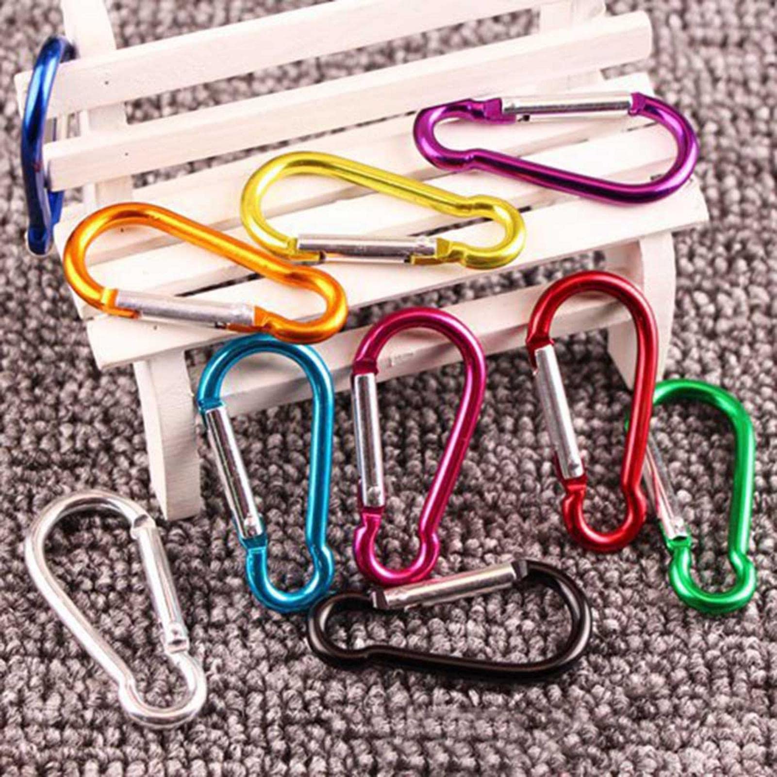 Moschettone Clip Moschettone Molla Clip Rettangolare Clip Portachiavi Moschettone Gancio Per Amache Campeggio Escursioni Pesca Leghe di Alluminio Moschettone Gancio