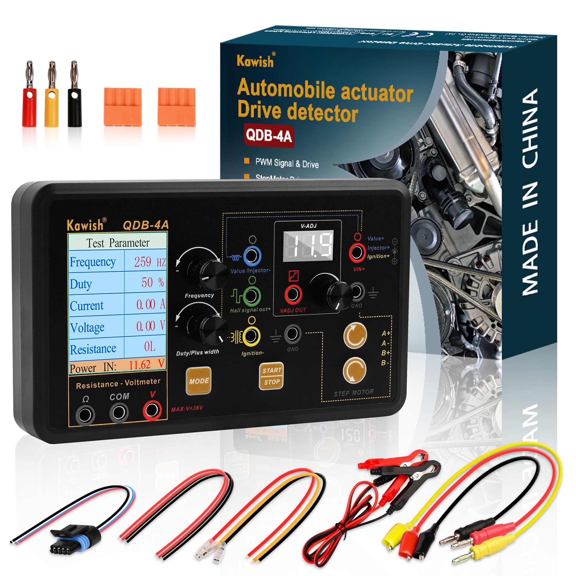 QDB-4A Zündspulen-Tester, Automobil-Aktuator-Detektor(PWM), Diagnosegerät für Einspritzventile, Magnetventile, Leerlaufschrittmotoren und Harnstoffpumpen