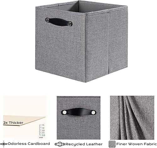 Miniatura 3 de FABINADO Cubos de almacenamiento gruesos, cubo de almacenamiento plegable de 11 pulgadas con asas dobles para estante de almacenamiento cúbico,
