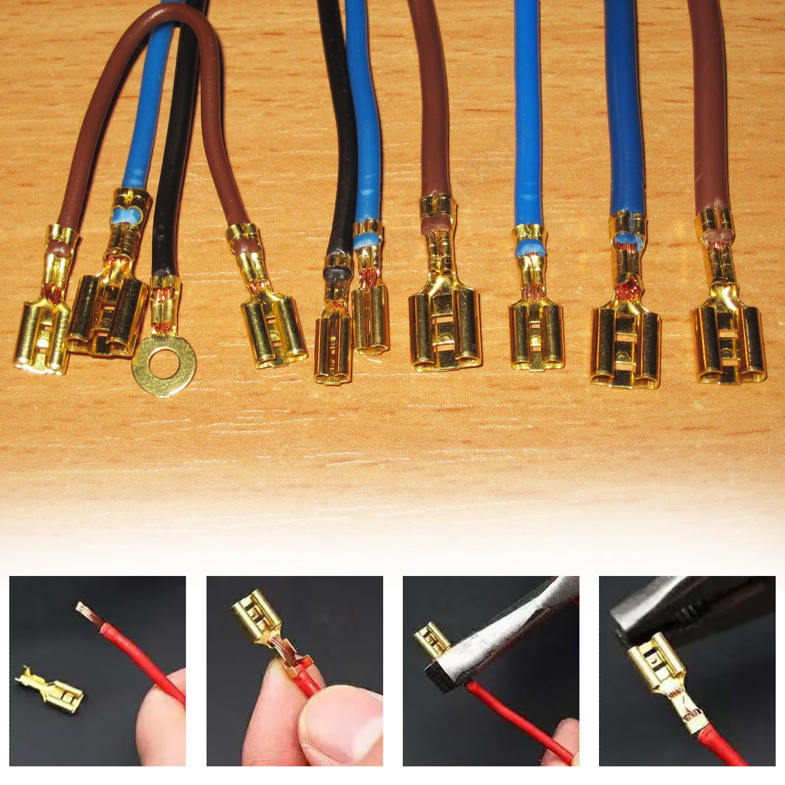 Capicorda Terminali Da Crimpare, Connettori Elettrici Piatti Kit, 1050 Pezzi Capicorda Piatta, Maschio E Femmina Con Manicotto Isolante, Terminali A Crimpare Kit, Capicorda Elettrici Connettori - Foto 5