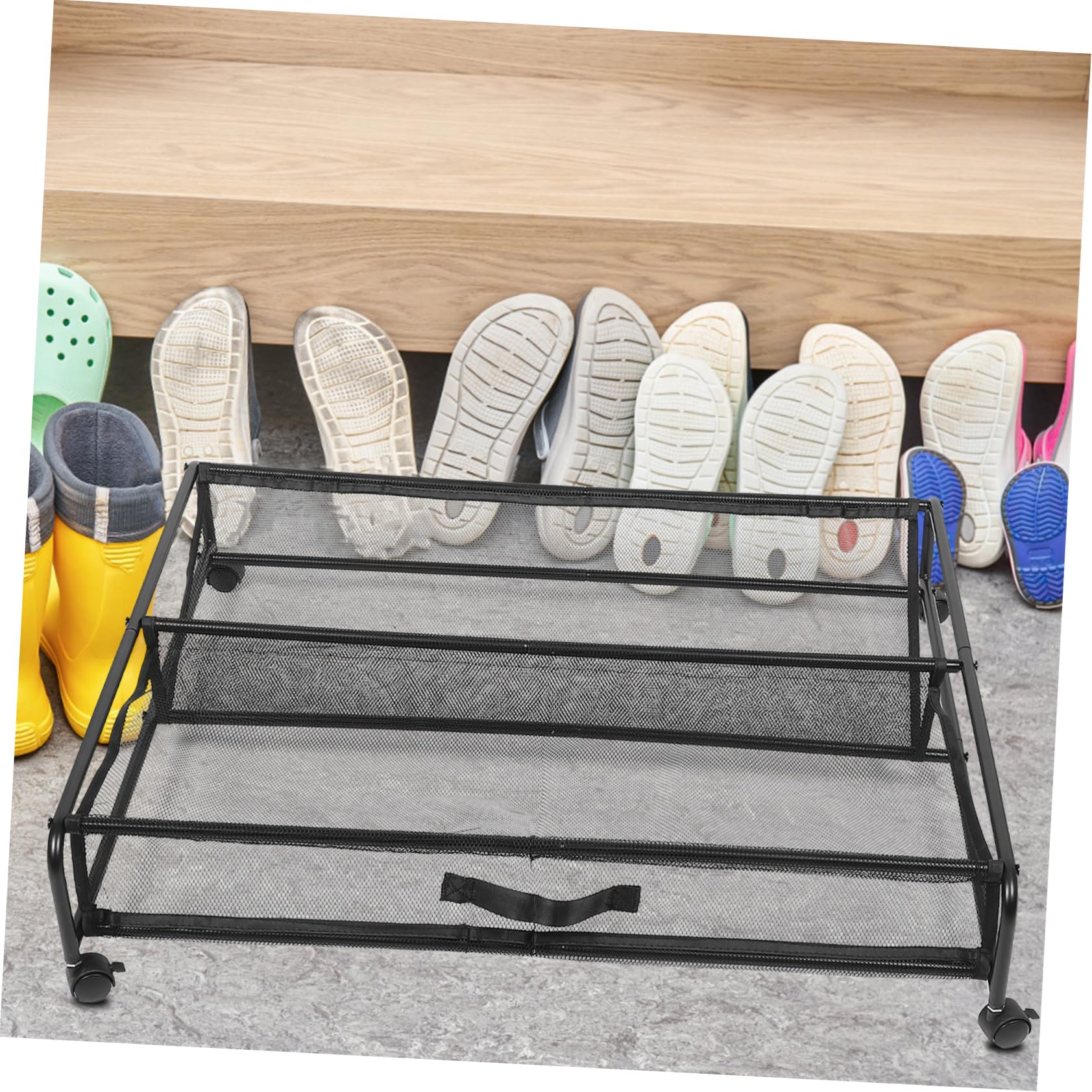 Mobestech Scarpiera Sotto Letto con Ruote, Organizzatore in Ferro Argento | Contenitore in Plastica Riutilizzabile, Supporta Peso Elevato, Movimento Agevole e Salvaspazio per Camera