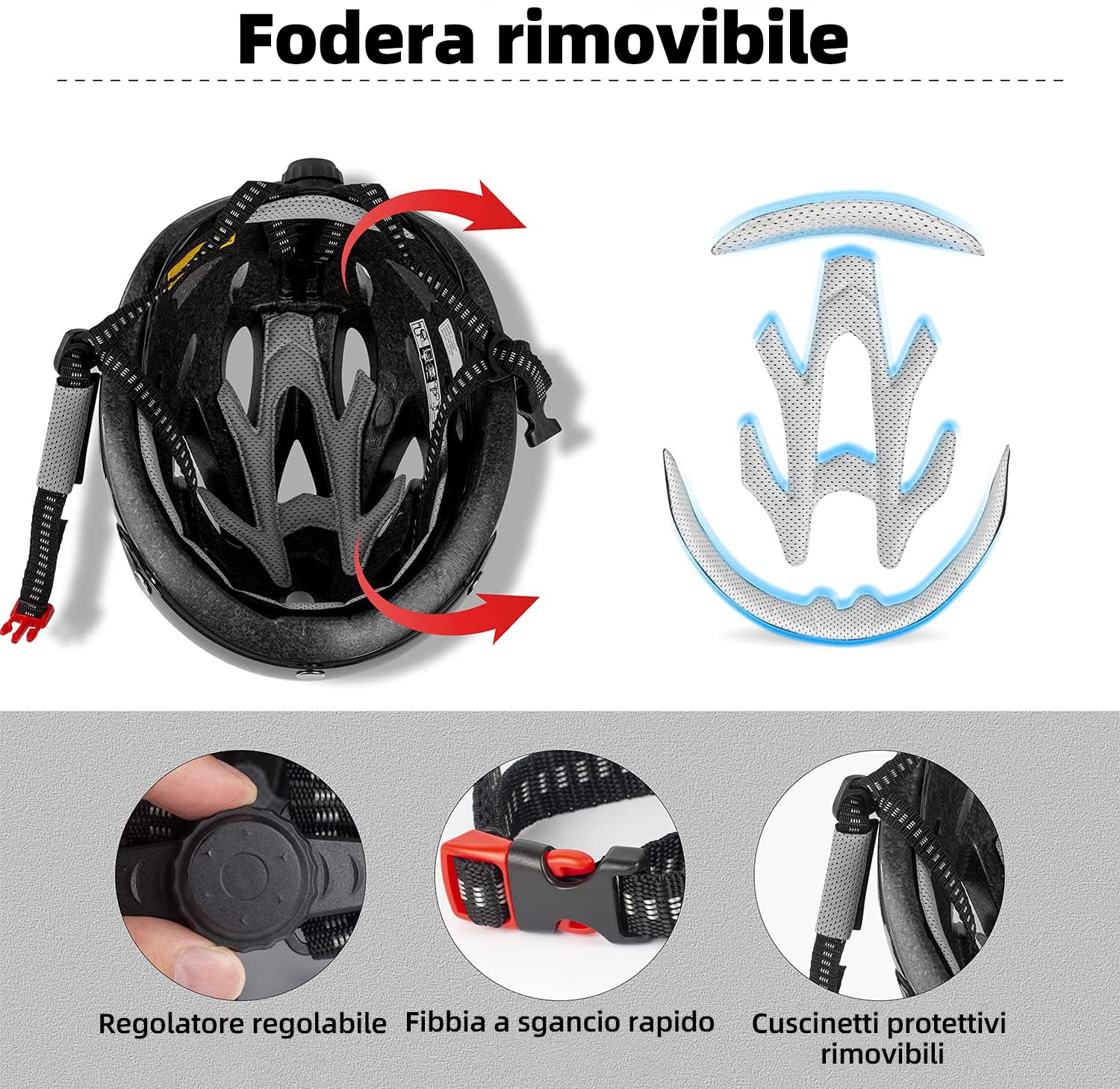 Shinmax Casco Bici Uomo Donna con Luce di LED Casco MTB con Visiera Magnetica Staccabile Shield Caschi Bici Leggero Casco da Bicicletta Unisex Adulto Caschetto Bici Ciclismo Regolabile 56-62cm