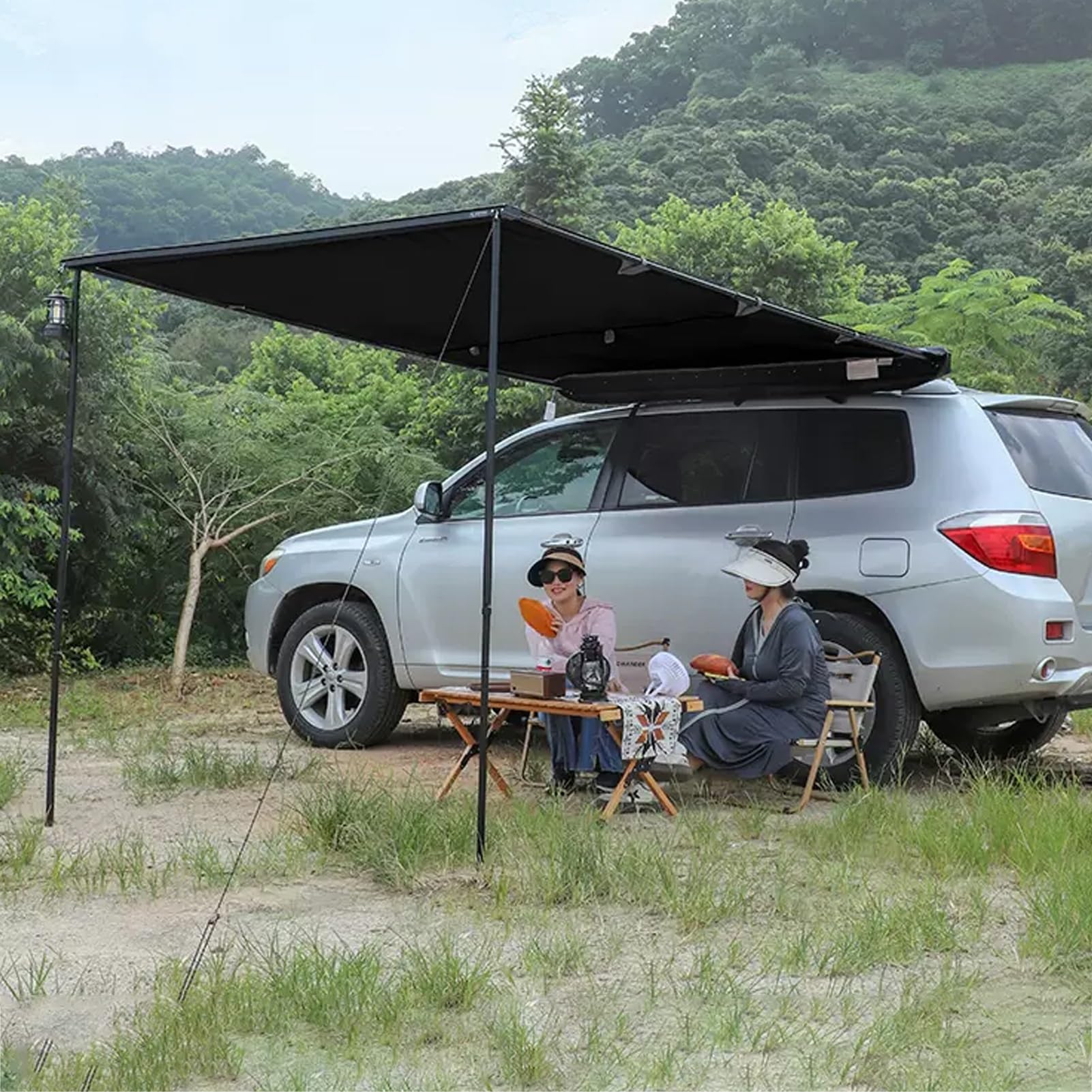 Tendalino Laterale per Auto Retrattile, Tendalino Portapacchi, Tenda da Sole Retrattile PU5000 Mm UV50+ Impermeabile, Tendalino Camper, Tendalino Van, per Camion SUV Furgoni