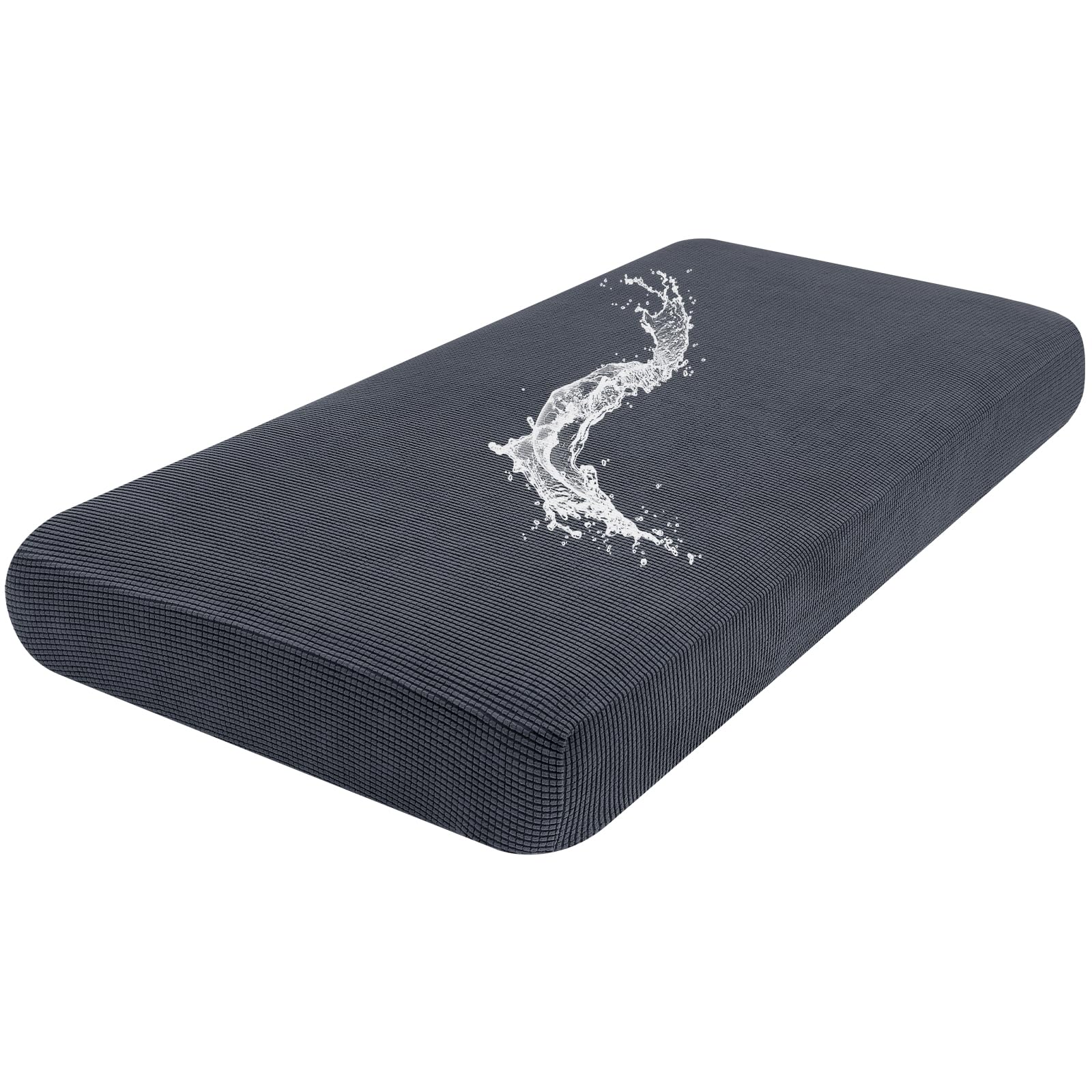 Smiry Waterproof Couch Cushion Covers, Stretch Jacquard Sofa Covers Washable, Thick Sofa Cushion Covers Furniture Protector with Elastic Bottom for Pets, Kids (Large, Grey)