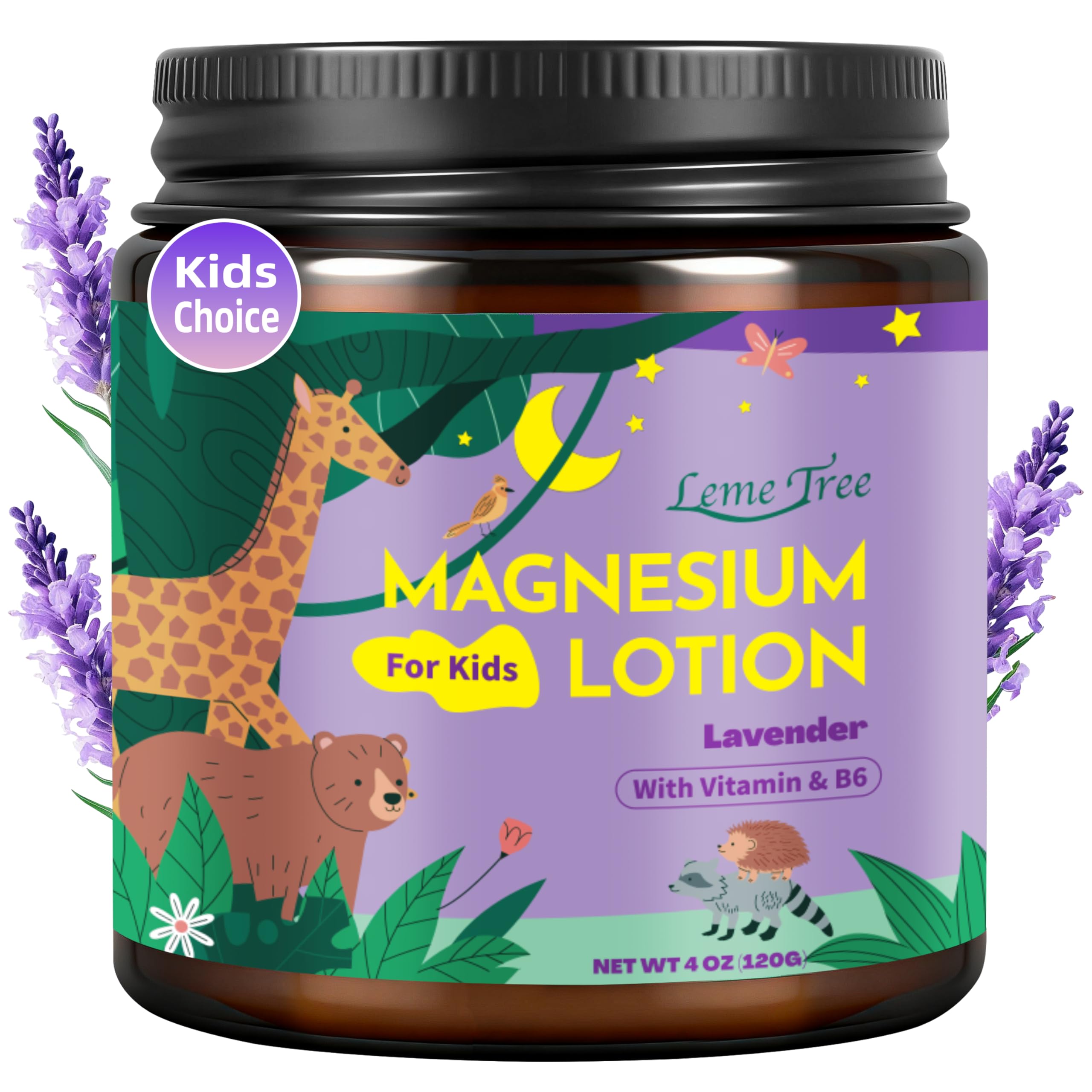 Magnesium Lotion for Kids & Babies, Lavender Magnesium Cream for Sleep, Soothing Relief & Relaxation, Topical Magnesium buttur, Apply to Legs, Arms, Stay Calm at During The Night (4 oz, Lavender)