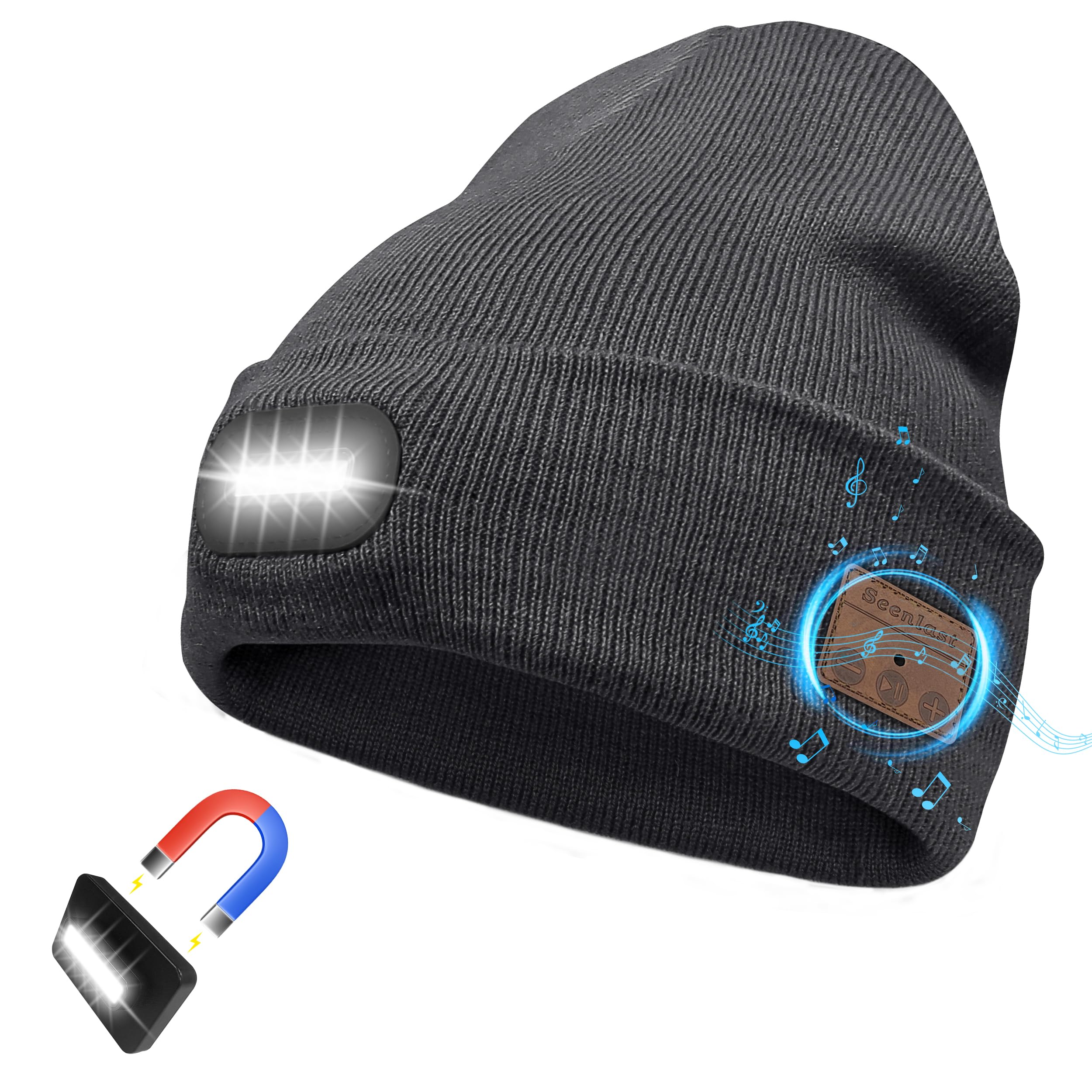 Regalo Uomo Cappello Bluetooth Berretto Uomo Idee Regalo Natale Cappello Sportivi Musicale Bluetooth Lavorato a Maglia Berretto Cappello Invernali con Cuffie Stereo e Microfono Vivavoce