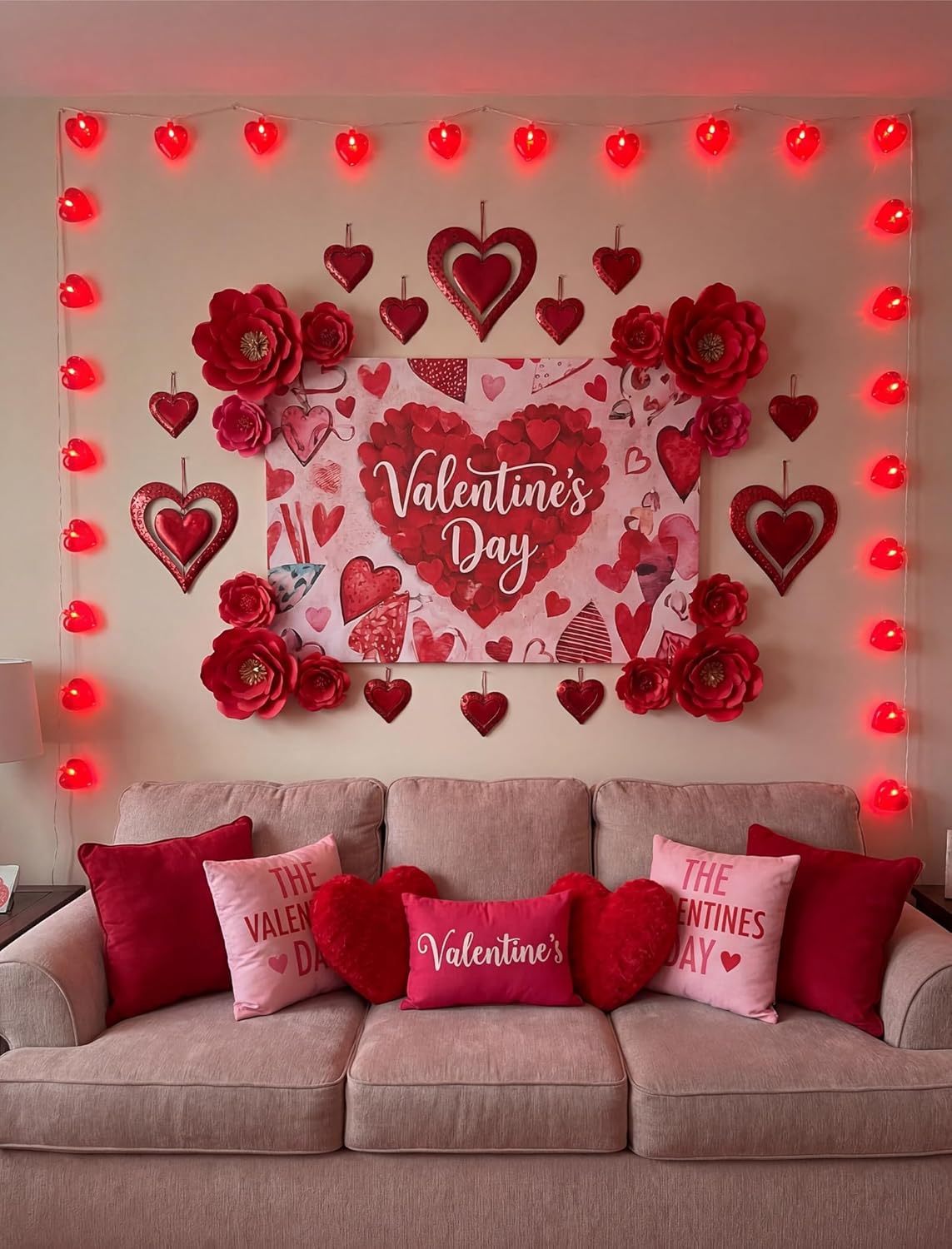8.5Ft Heart String Lights, Valentines Day Decorations Lights with 10 Red Heart Lights, Plug in Fairy Heart Shape String Lights for Window Wedding Anniversary Bedroom Party Valentine's Day Decorations - Image 7