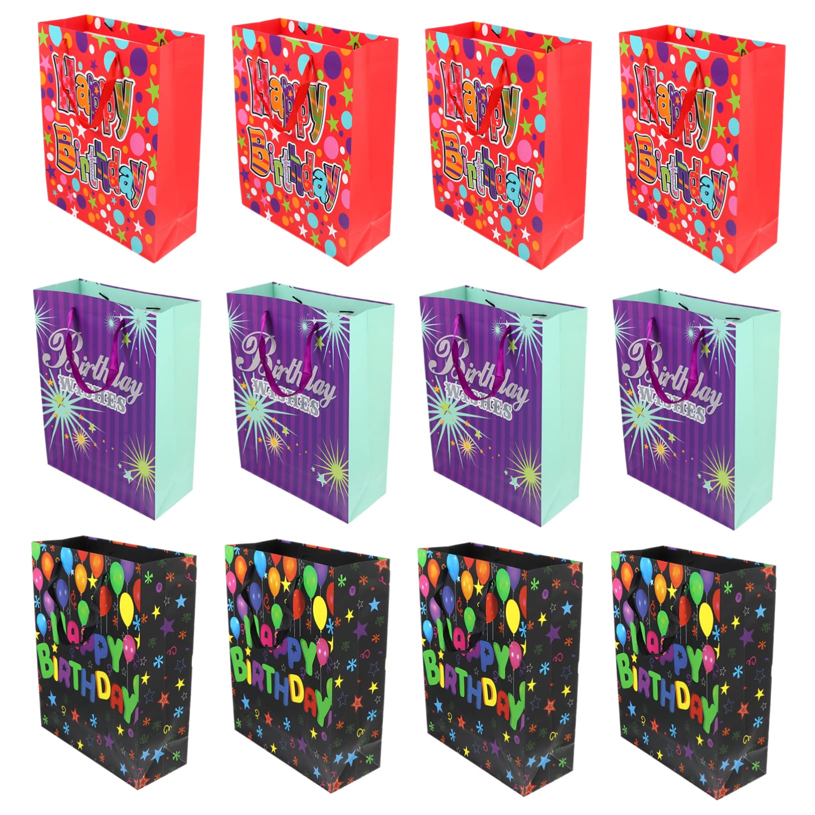 Bolsas de Obsequio de Cumpleaños y Fiestas 12 Piezas de Papel Recubierto
