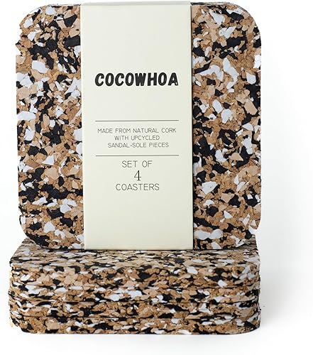 Posavasos reciclados, juego de 4, posavasos de corcho para bebidas, hechos de sandalias recicladas, posavasos coloridos para bebidas, mesa de café,