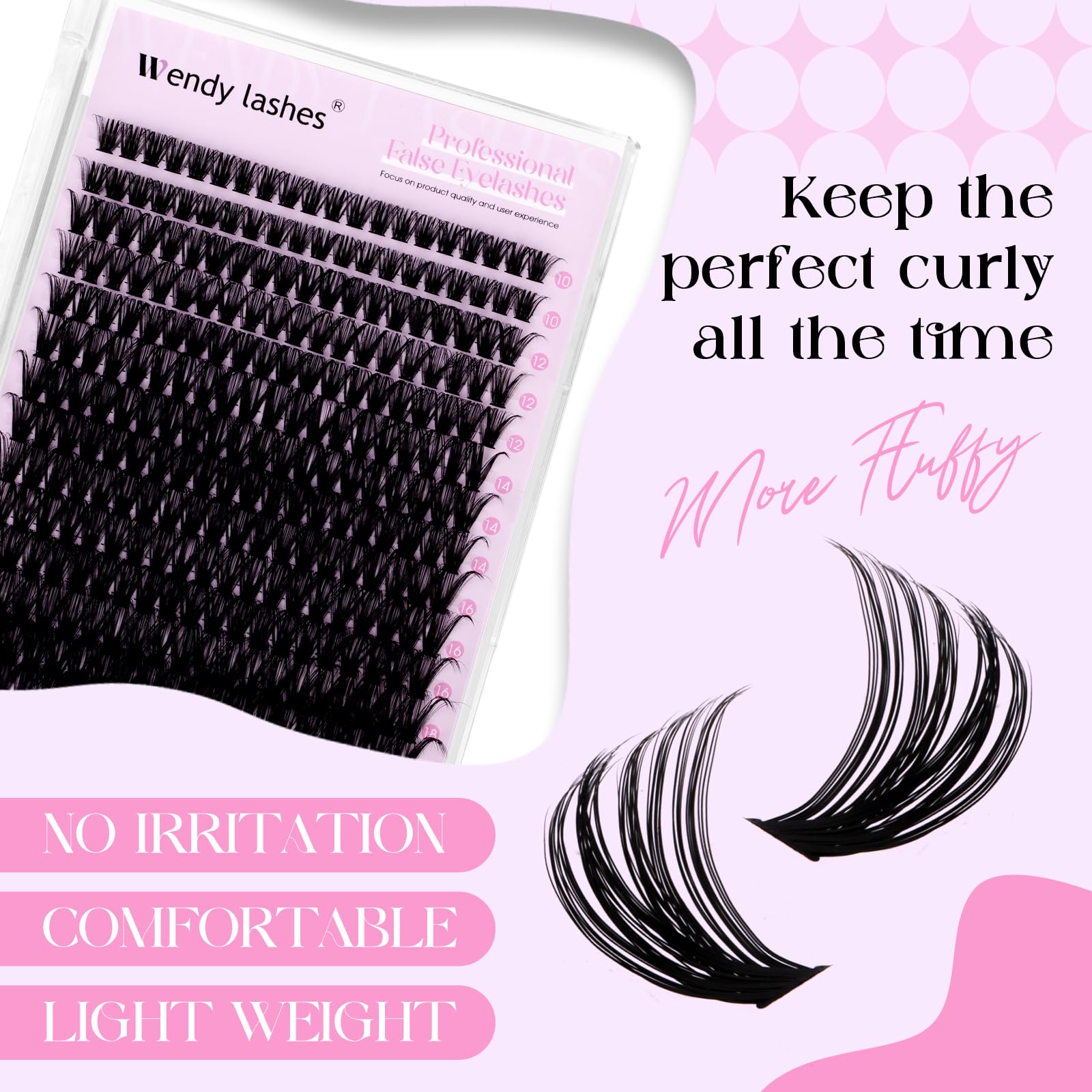 Cluster Lashes D Curl Individual Eyelashes Natural 60D-10-18mm Mixed Wispy Lash Clusters Reusable DIY Lash Extension at Home(FKDP-lash-60D-D) - Image 3