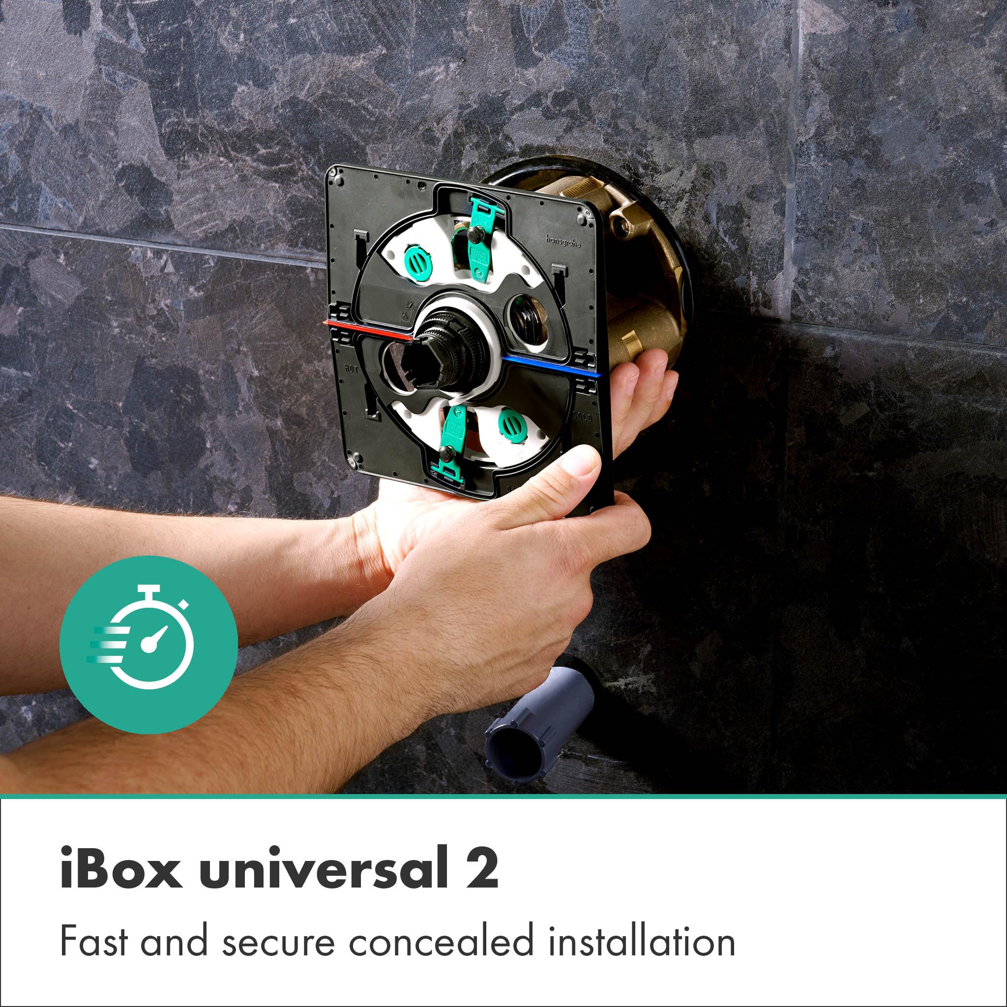 hansgrohe Finoris - Badewannenarmatur Unterputz für 2 Verbraucher, Mischbatterie Badewanne eckig für iBox universal, Einhebelmischer Wanne, Brushed Black Chrome, 76415340