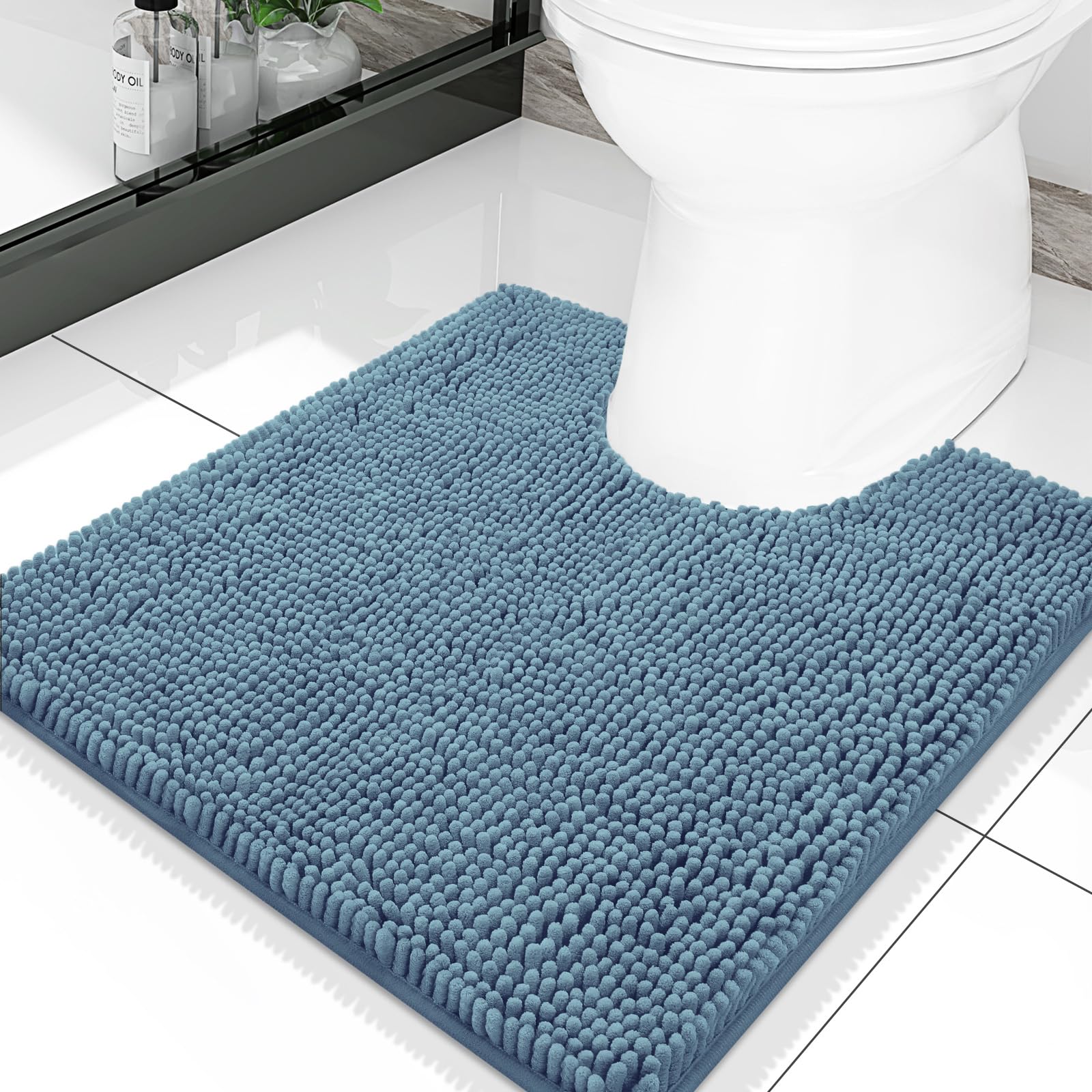 Smiry Toilet Rugs U-Shaped 20x20, Extra Soft Absorbent Contoured Bath Mat