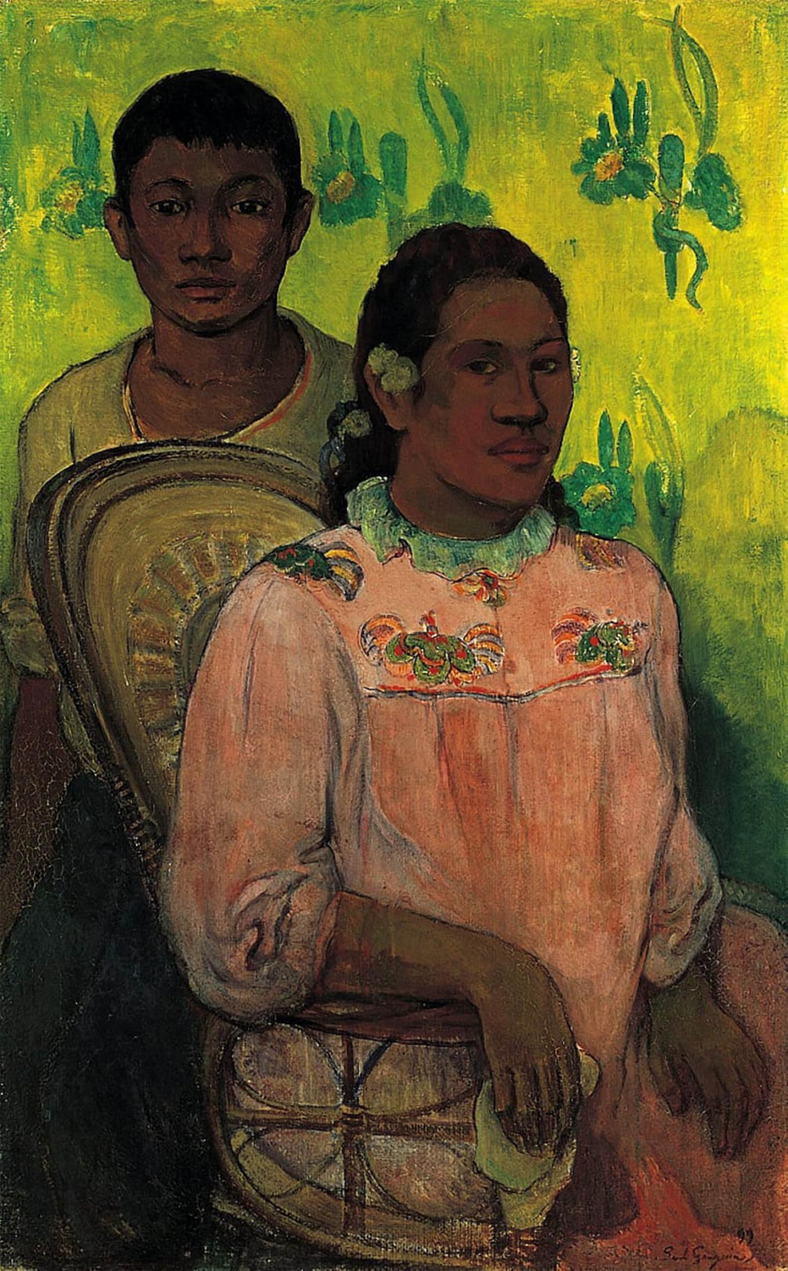 HRJUBWREE Famous Paintings Pictures Artwork Picture Girl and Boy From Tahiti by Paul Gauguin Photo Wall Print for Home Decor 60x90cm