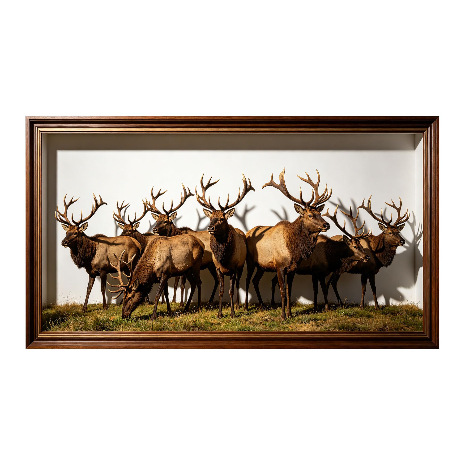 Yzpallescene 3D Framed Wall Art 50cm×100cm Majestic Elk Herd Wilderness Wildlife Realistic Animal Large Size SelfAdhesive Removable Wall Decor Prints Artwork for Living Room Bedroom Office