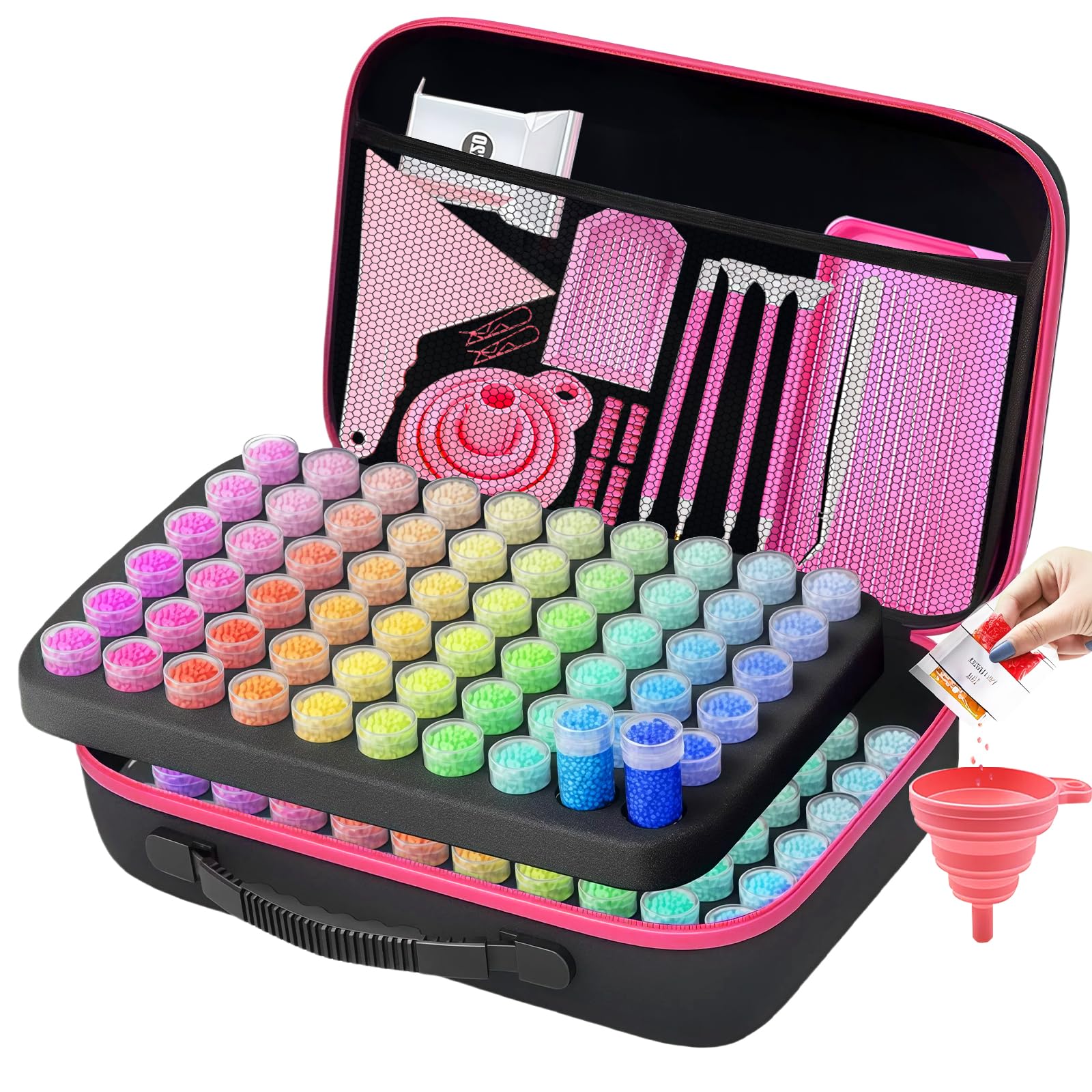 GAESHOW Diamond Painting Accessories, 120 Slots Diamond Art Storage Box with Tools, Crystal Art Accessories, Bead Storage Organiser Kit