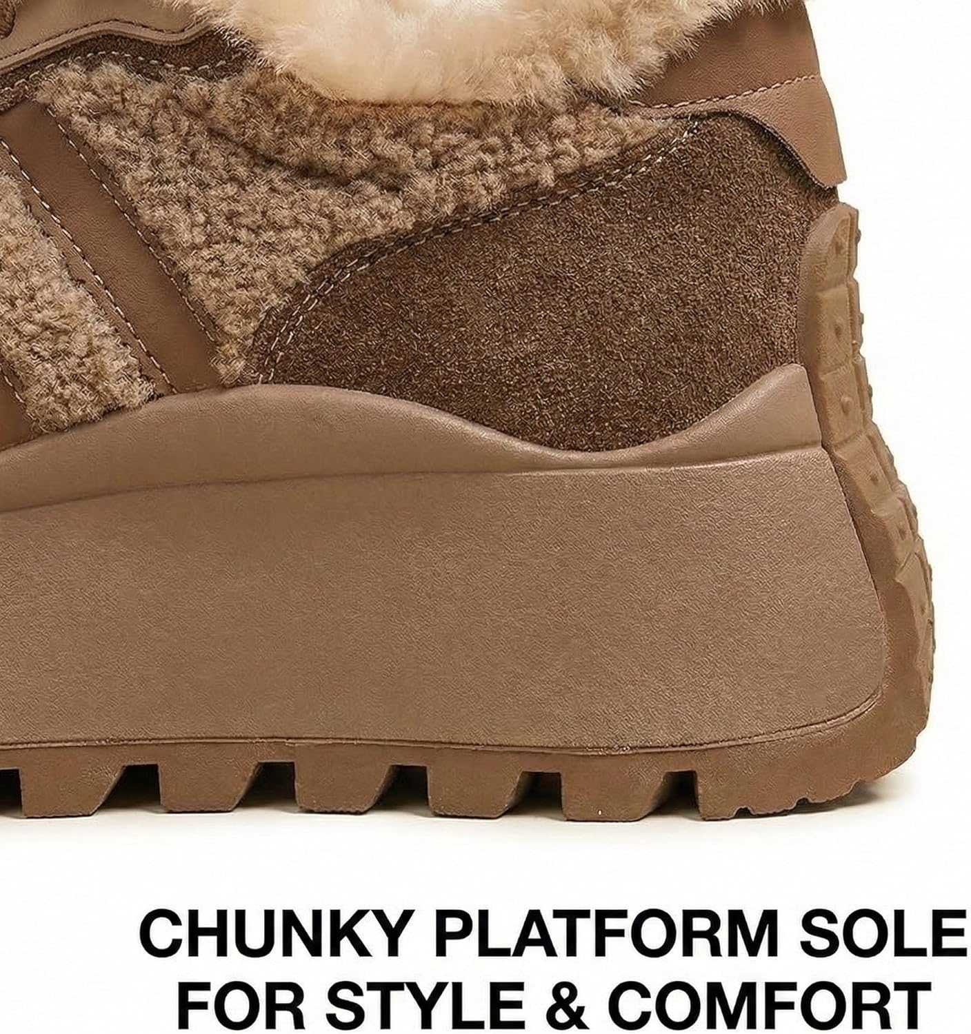 Platform Snow Sneakers for Women Winter Warm Fur Lined Chunky Boots Fuzzy Outdoor Walking Non Slip Fashion Shoes