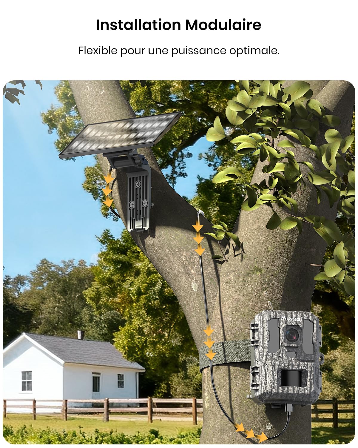 Misstech Caméra de Chasse Solaire 4K 64MP, Vision Nocturne, sans Abonnement