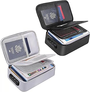 Small Fireproof Bag with Lock,ENGPOW Fireproof Money Organizer Case (9.4 x 5.9 x 3.2 inches),3-Layer Cash Safe Coin Organizer Bag Set Storage for Valuables-Currency,Keys,Card,Passport(2 Pack)